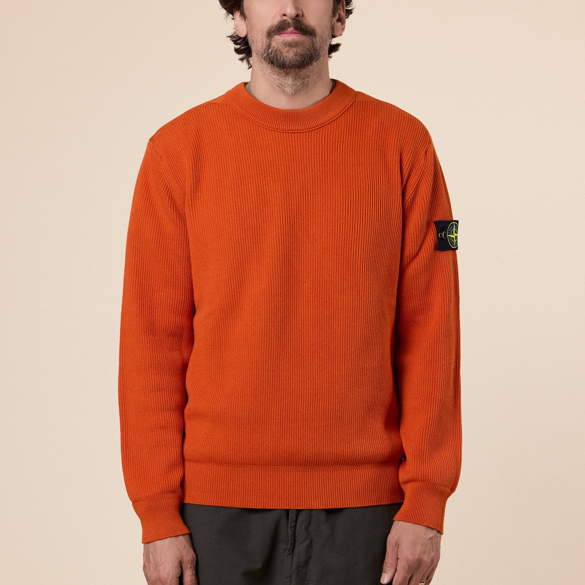 Stone Island - Ribbed Soft Organic Cotton Crewneck Jumper - Burnt Orange