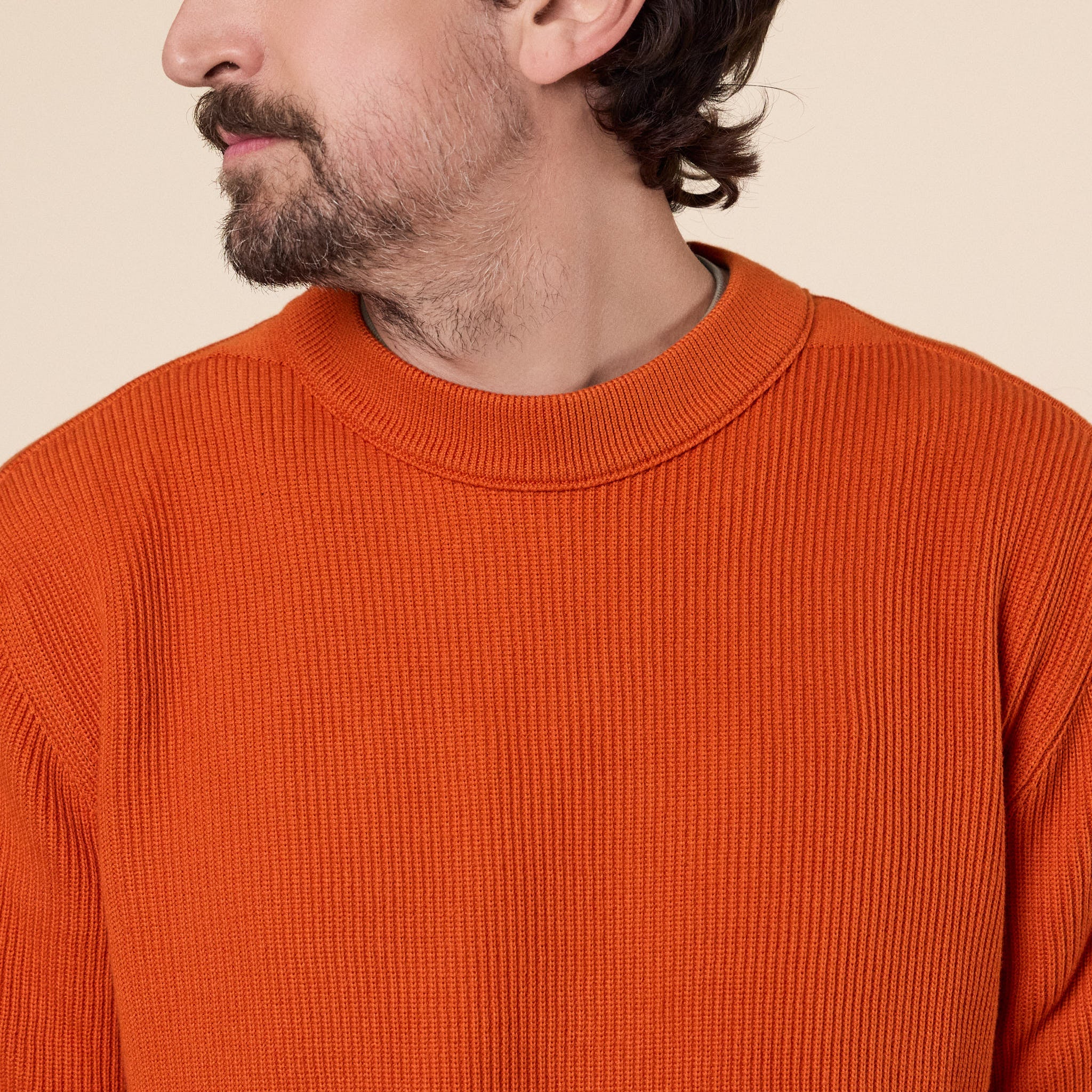 Stone Island - Ribbed Soft Organic Cotton Crewneck Jumper - Burnt Orange