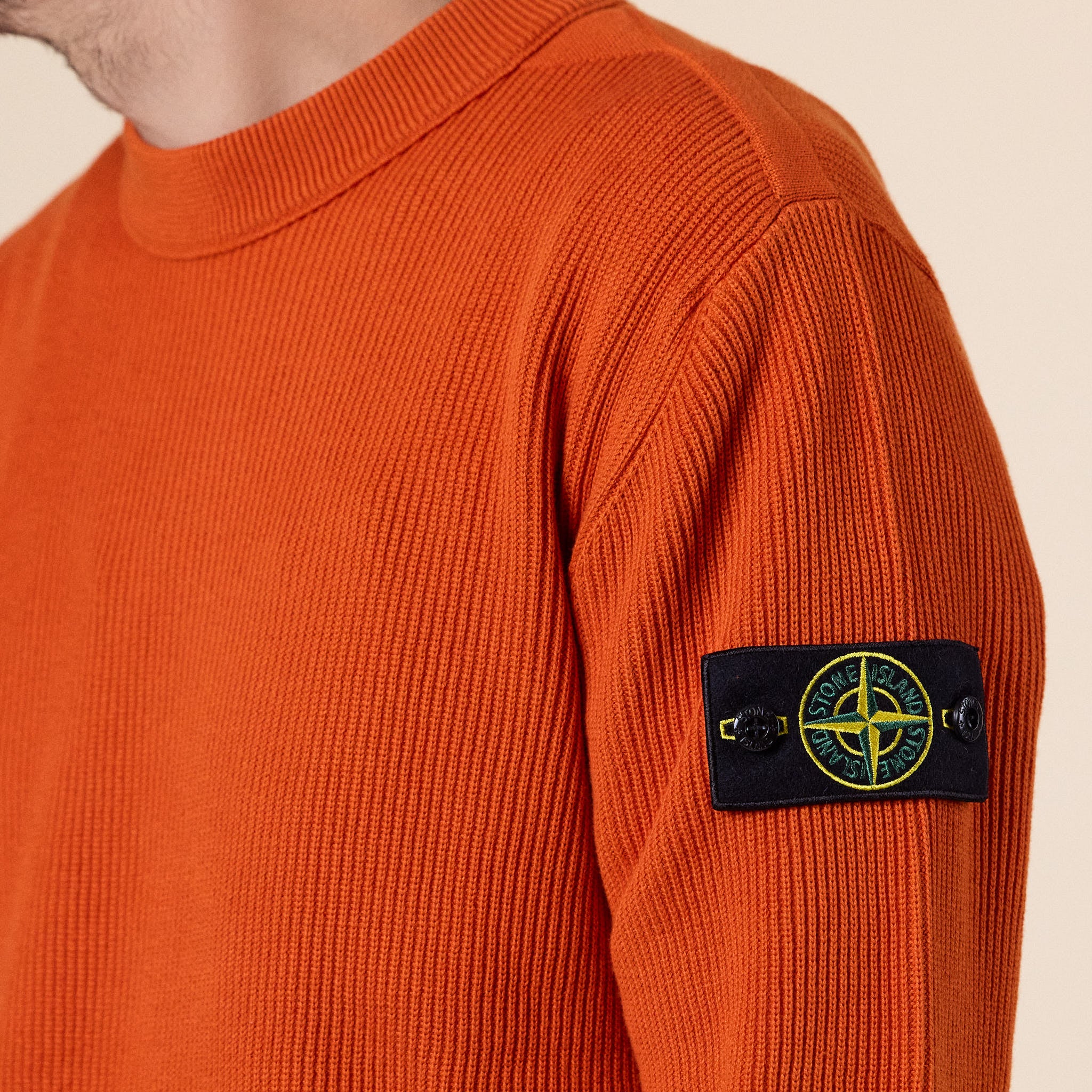 Stone Island - Ribbed Soft Organic Cotton Crewneck Jumper - Burnt Orange