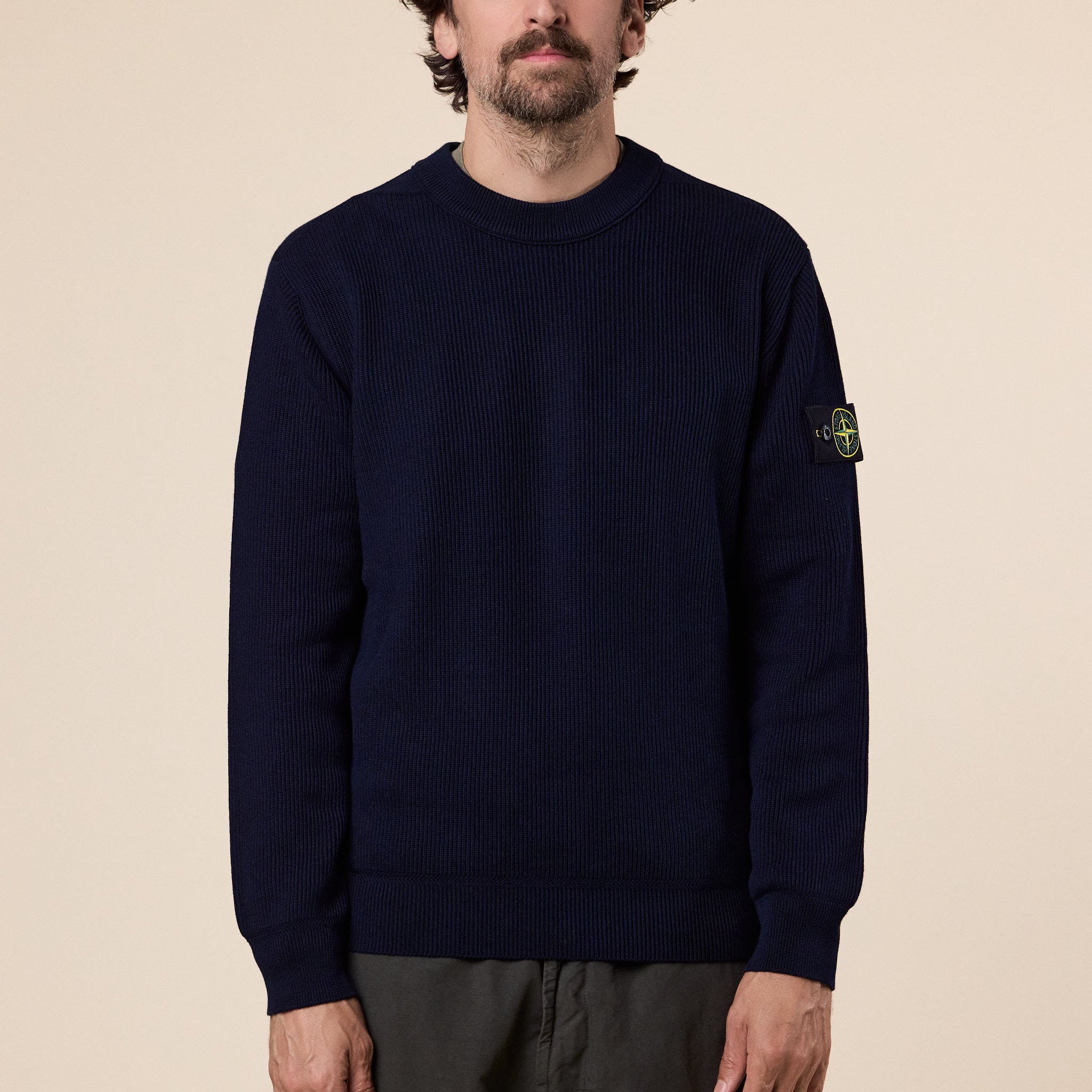 Stone Island - Ribbed Soft Organic Cotton Crewneck Jumper - Navy