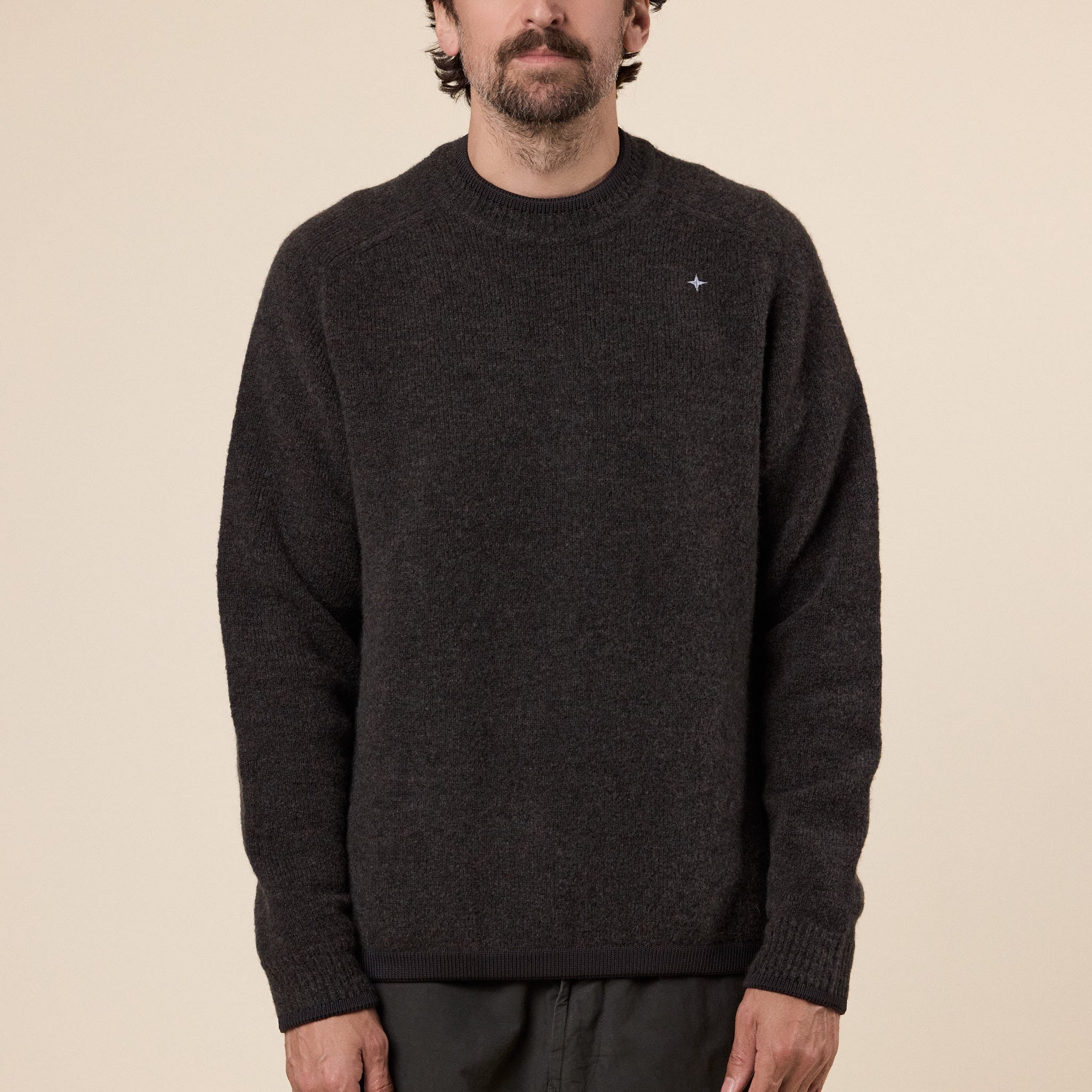 Stone Island Stellina - Brushed Wool Crewneck Jumper - Walnut Melange