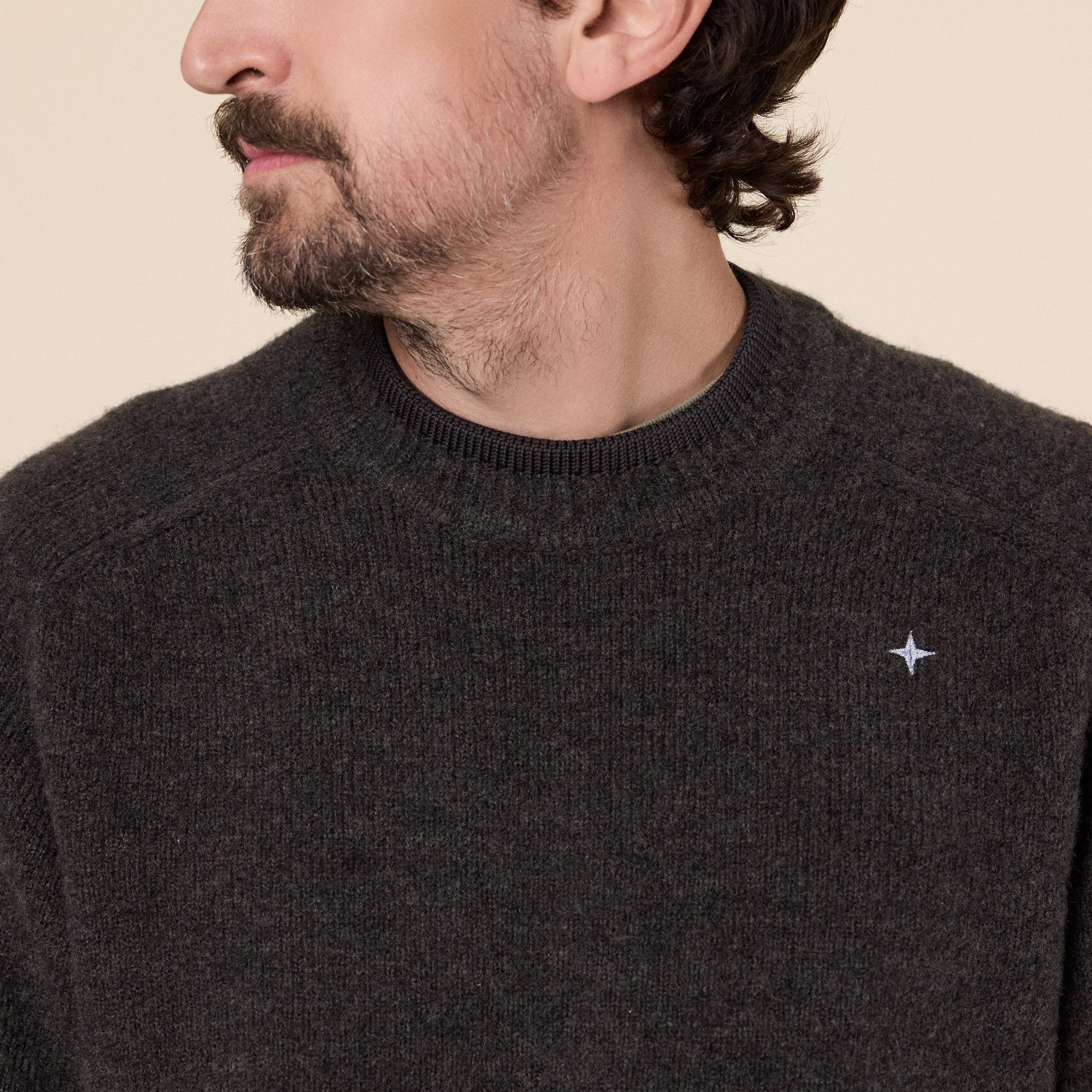 Stone Island Stellina - Brushed Wool Crewneck Jumper - Walnut Melange