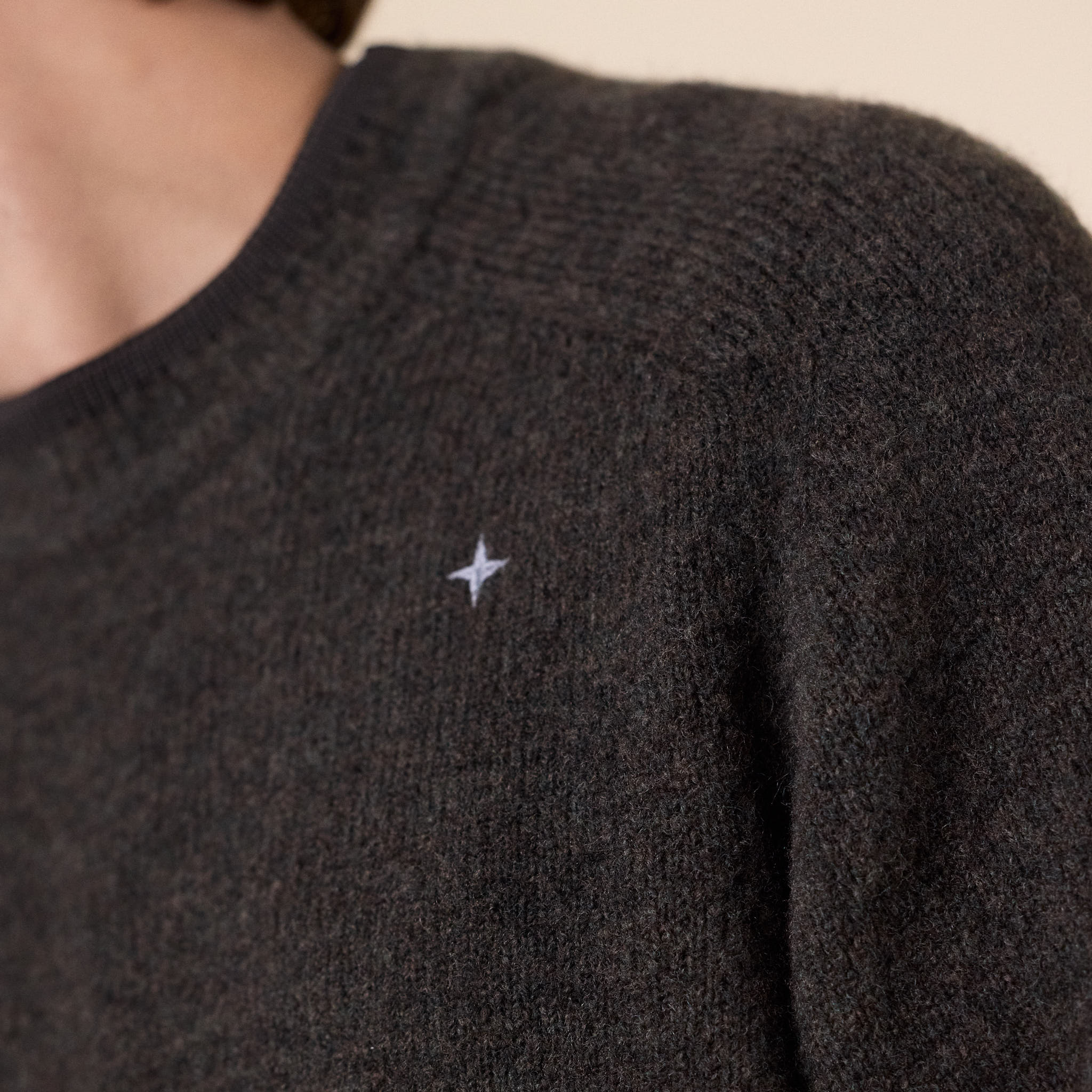 Stone Island Stellina - Brushed Wool Crewneck Jumper - Walnut Melange
