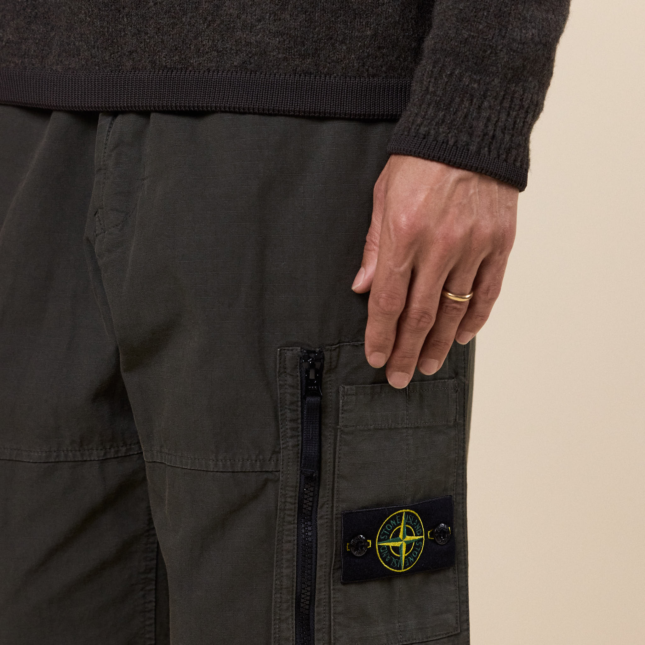 Stone Island Stellina - Brushed Wool Crewneck Jumper - Walnut Melange