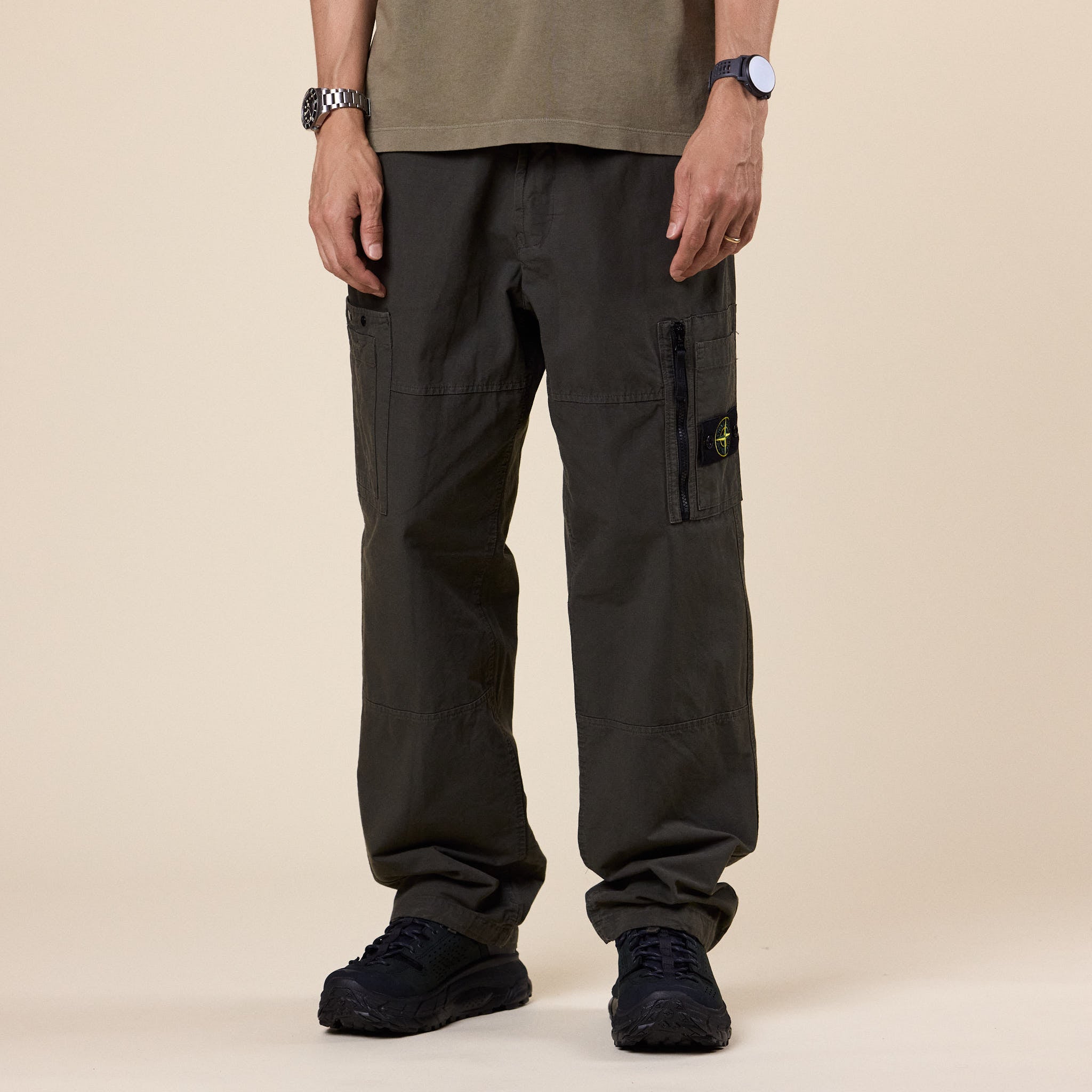 Stone Island - Organic Cotton Ripstop Cargo Trousers - Black