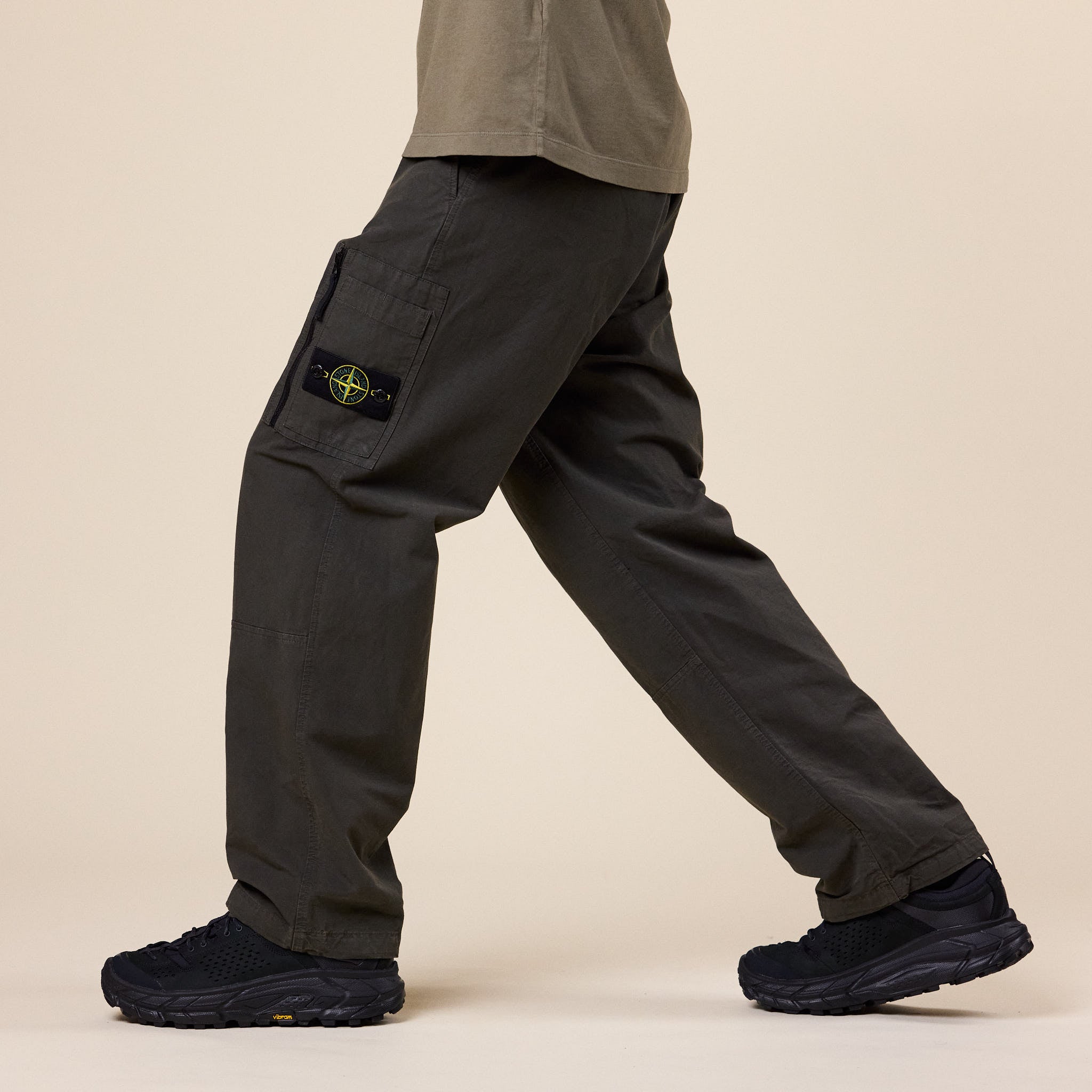 Stone Island - Organic Cotton Ripstop Cargo Trousers - Black