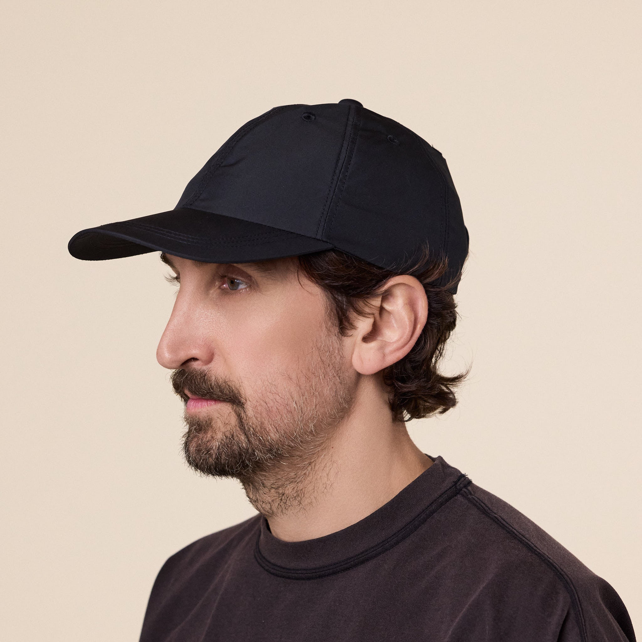 Meanswhile - Polyester Twill 6Panel Cap - Off Black