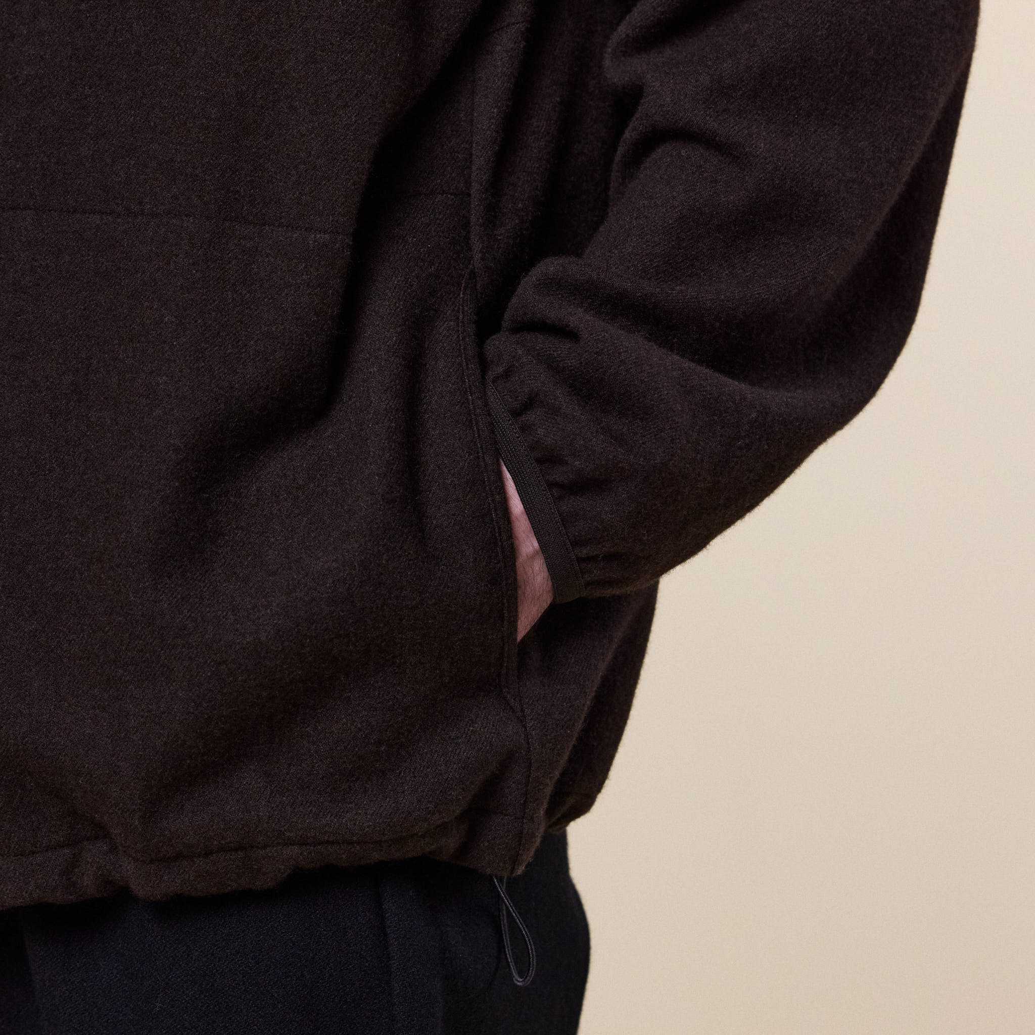 Still by Hand - Cashmere Mixed High Neck Blouson - Dark Brown