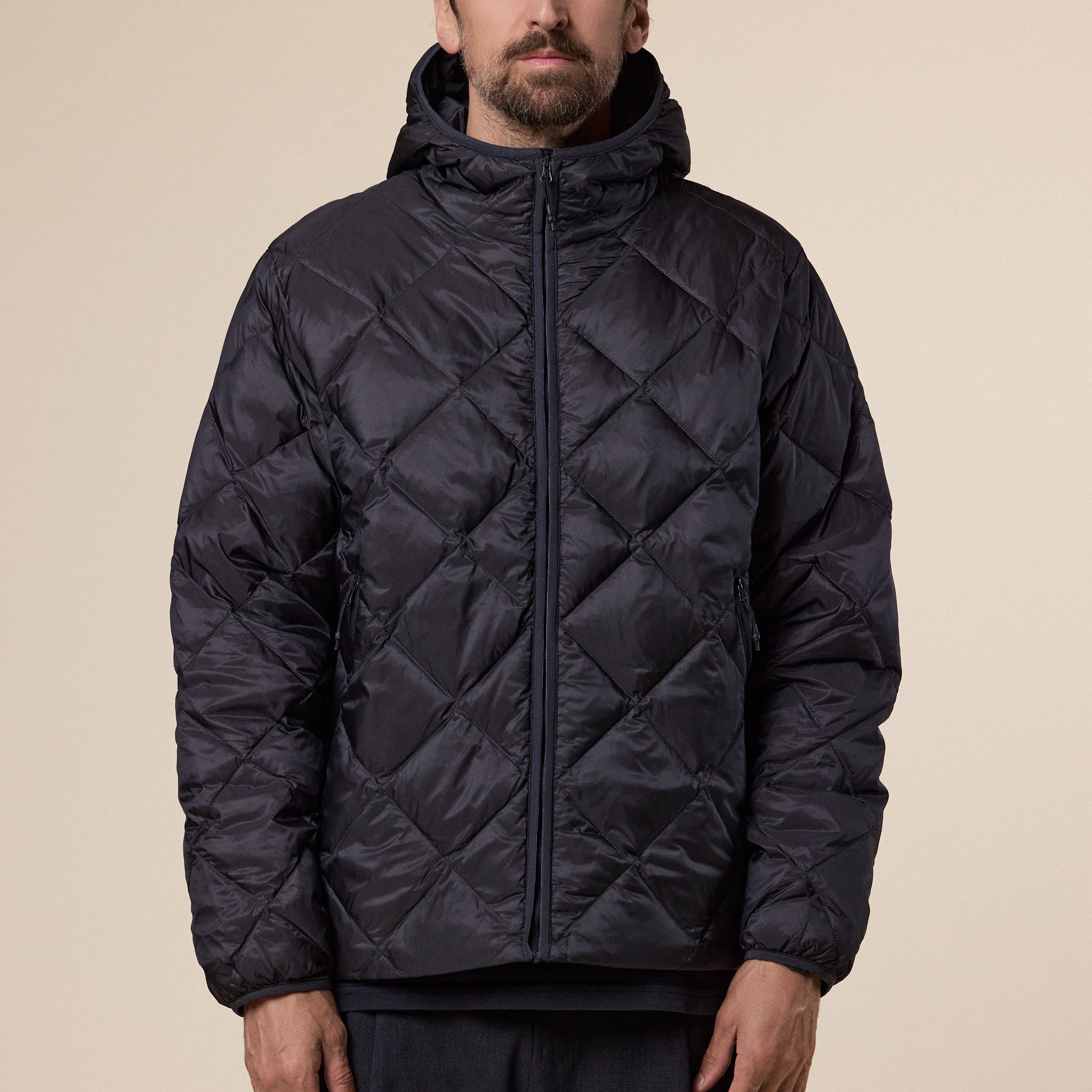 Hiking Patrol - Base Light Down Hooded Jacket - Charcoal Black
