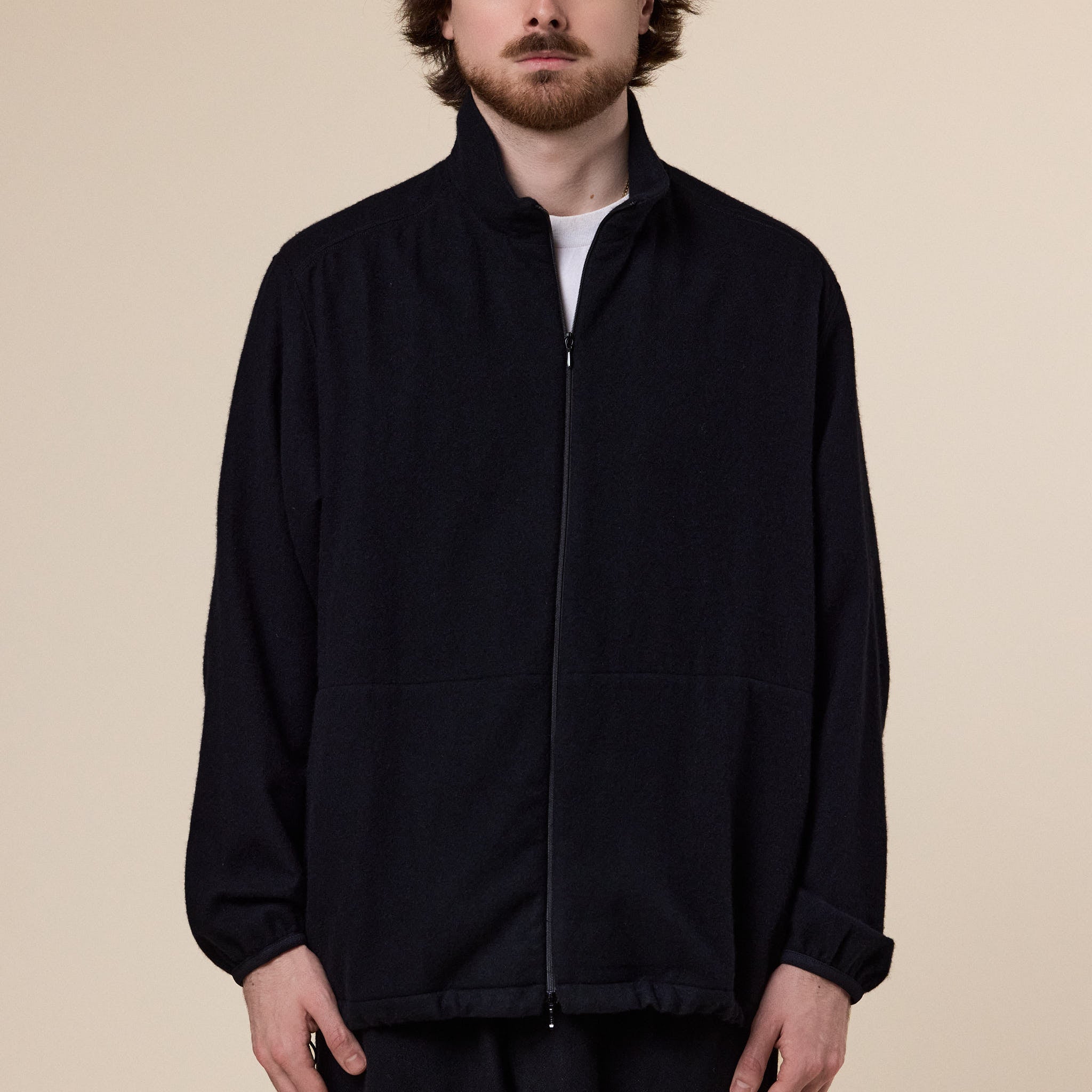 Still by Hand - Cashmere Mixed High Neck Blouson - Black