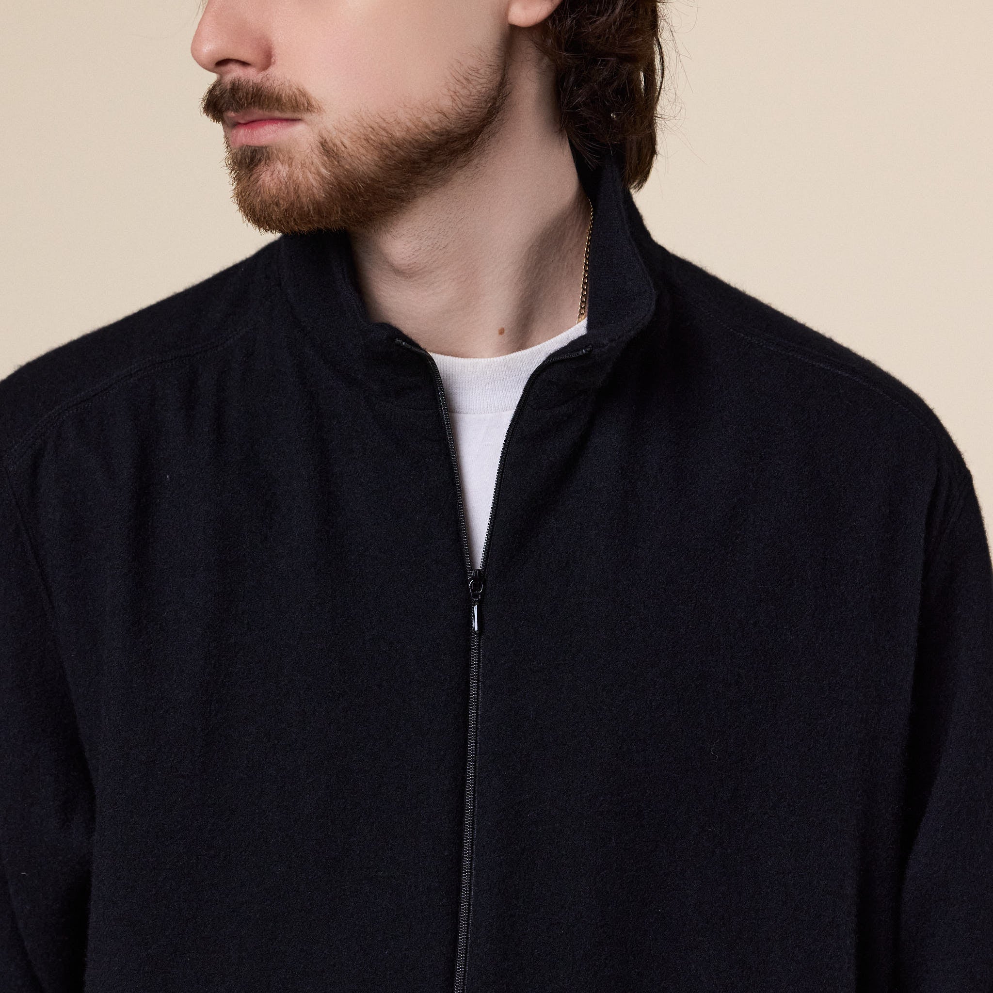 Still by Hand - Cashmere Mixed High Neck Blouson - Black