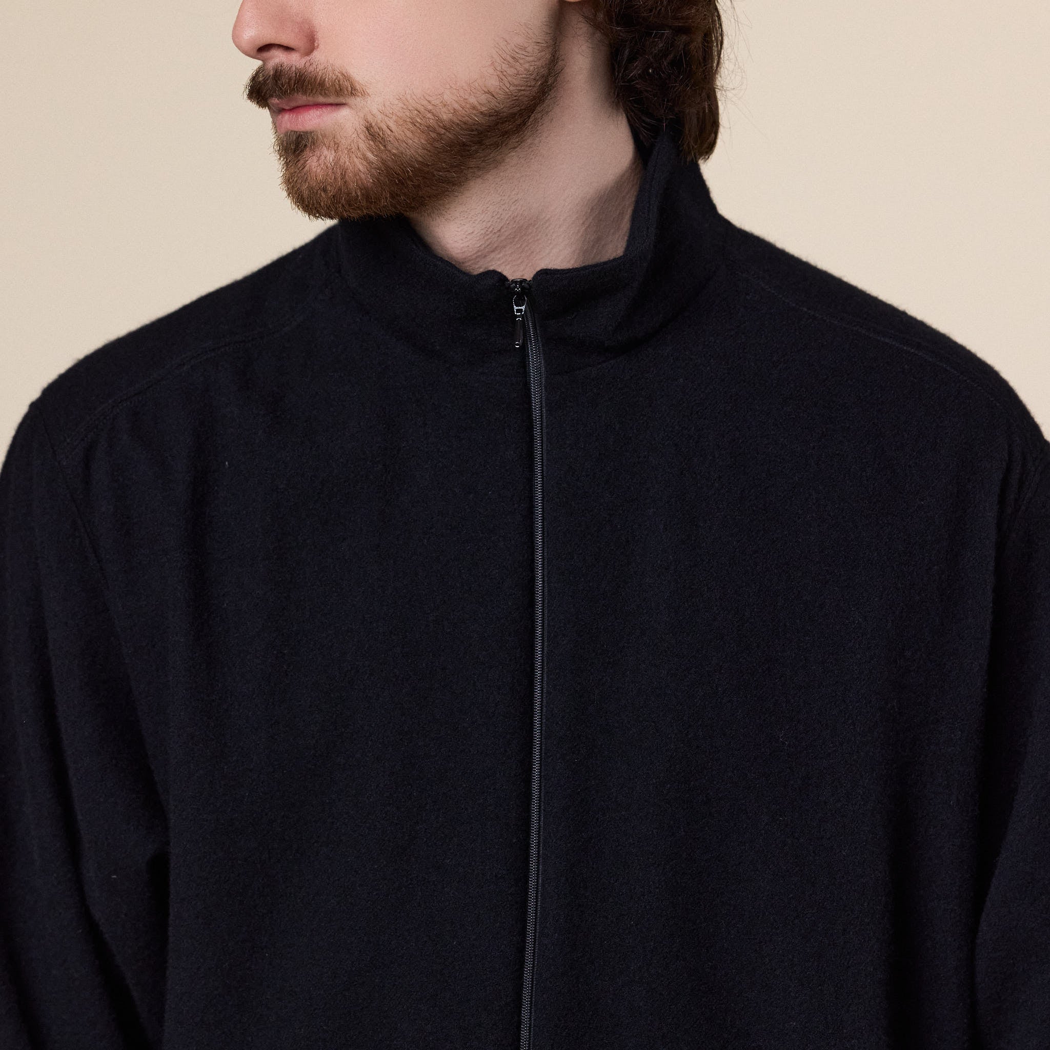 Still by Hand - Cashmere Mixed High Neck Blouson - Black