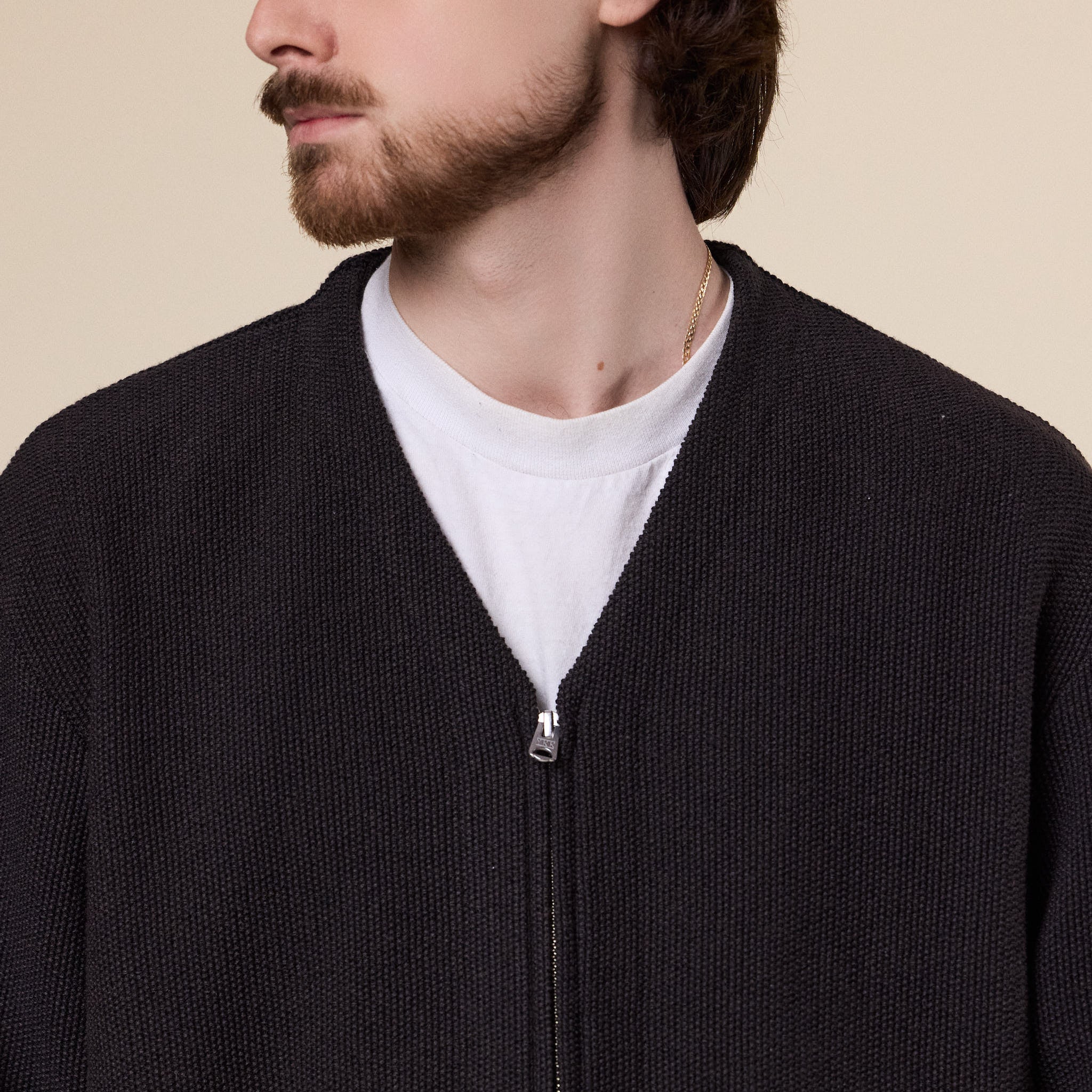 Still by Hand - Zip Up Cardigan - Brown Charcoal
