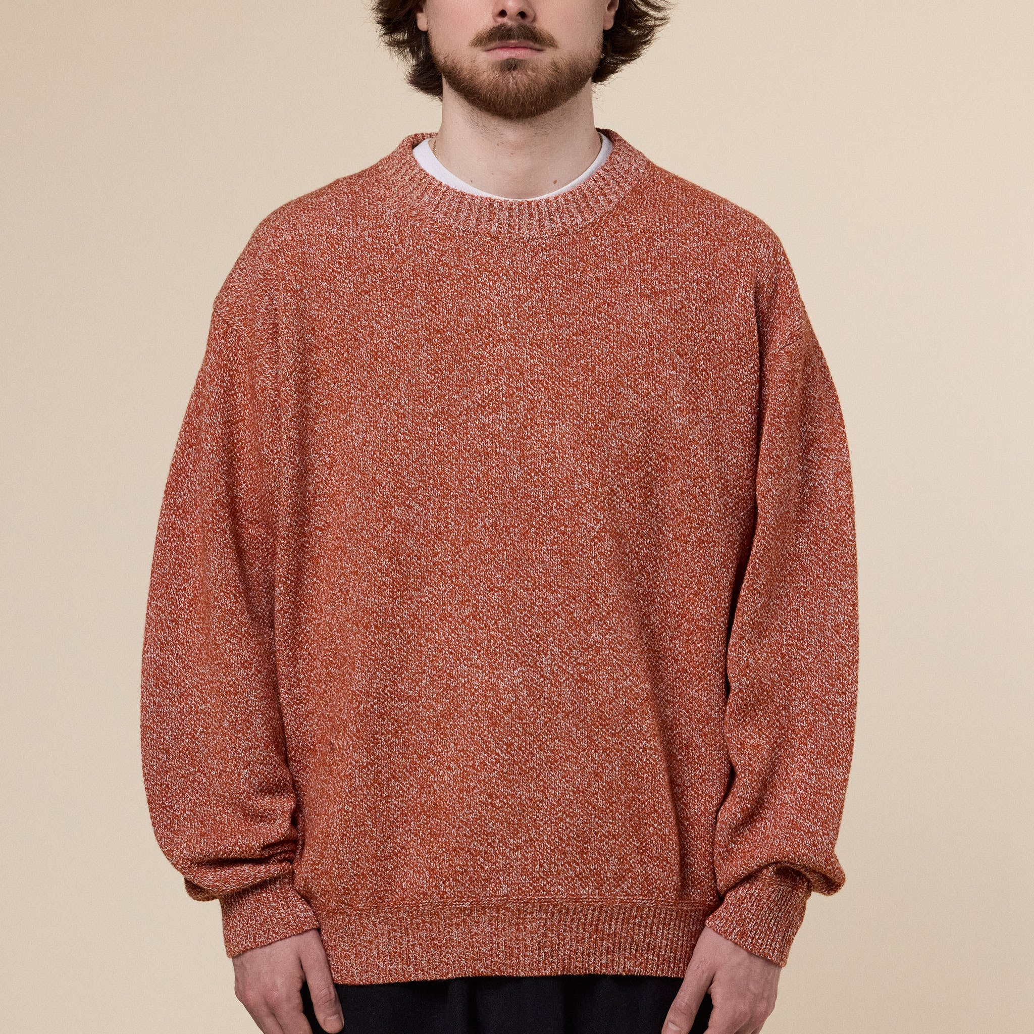 Still by Hand - 7G Melange Pullover - Melange Orange
