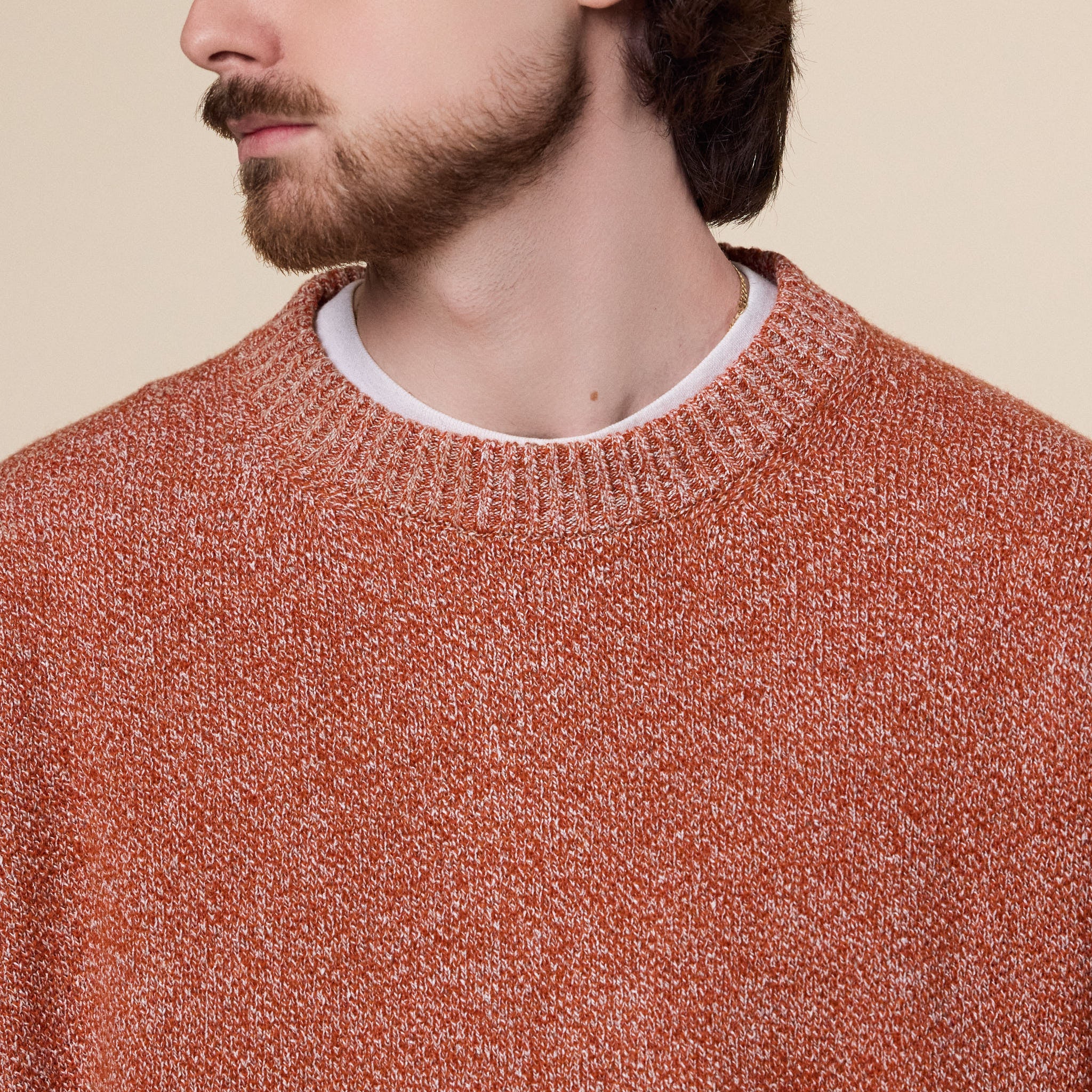 Still by Hand - 7G Melange Pullover - Melange Orange