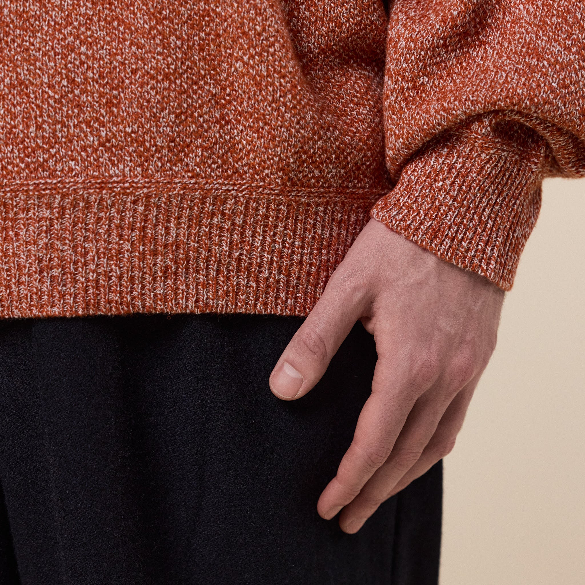 Still by Hand - 7G Melange Pullover - Melange Orange