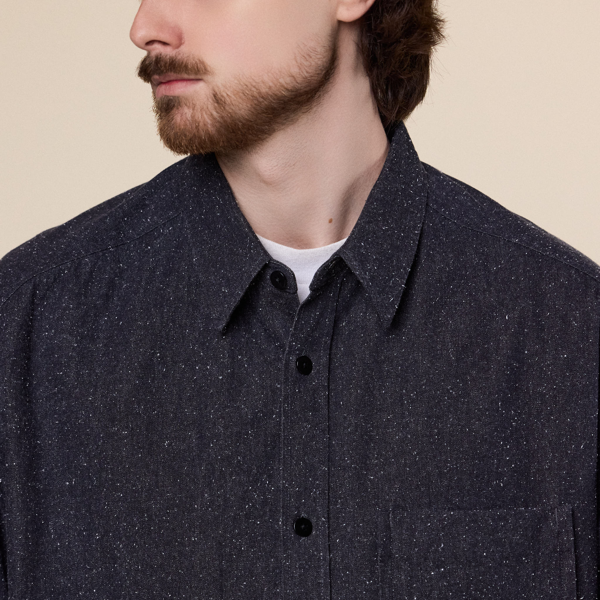 Still by Hand - Silk Nep Overshirt - Charcoal