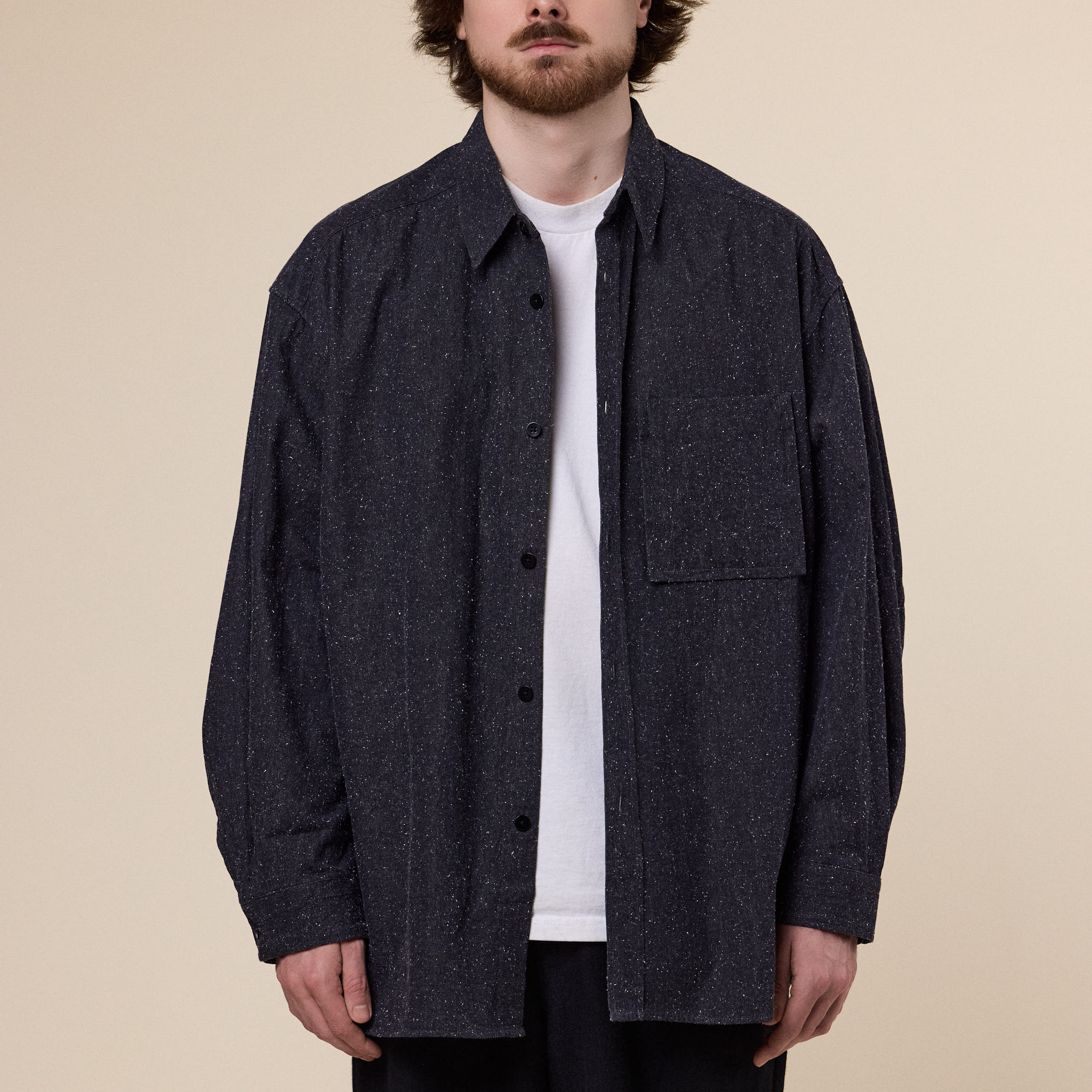 Still by Hand - Silk Nep Overshirt - Charcoal