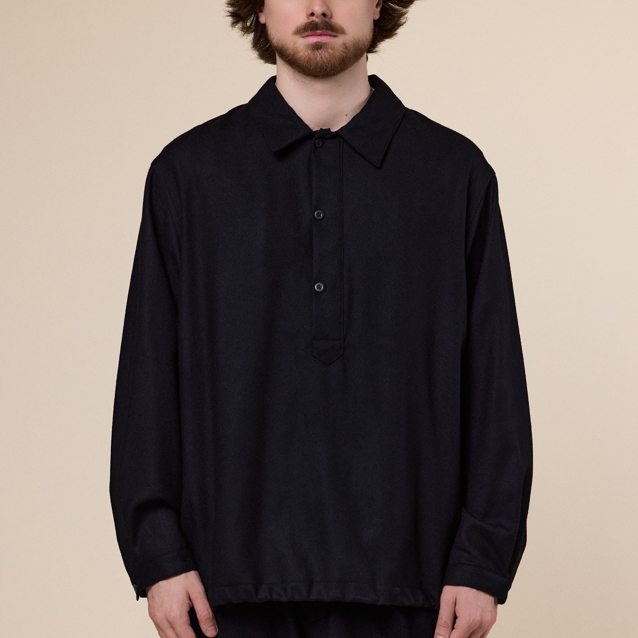 Still by Hand - Wool Shirt Anorak - Black