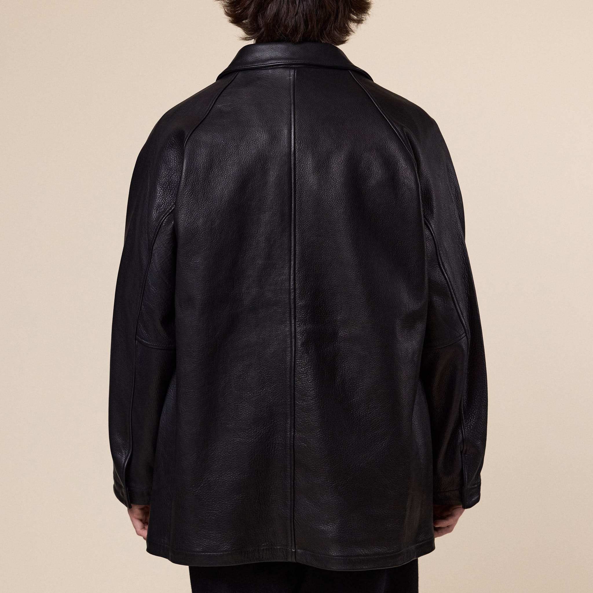 Still by Hand - Leather Half Coat - Black