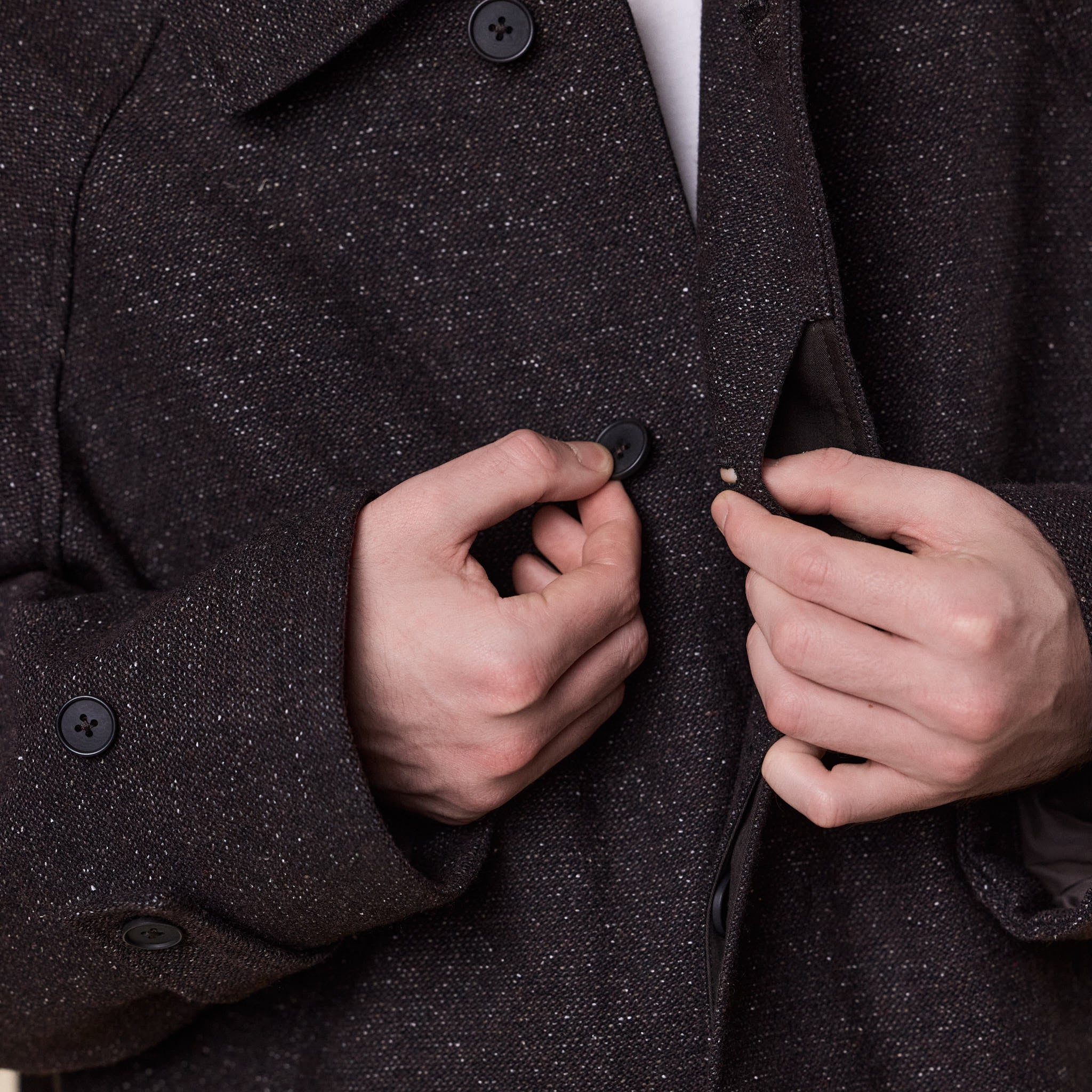 Still by Hand - Silk Mixed Wool Coat - Dark Brown