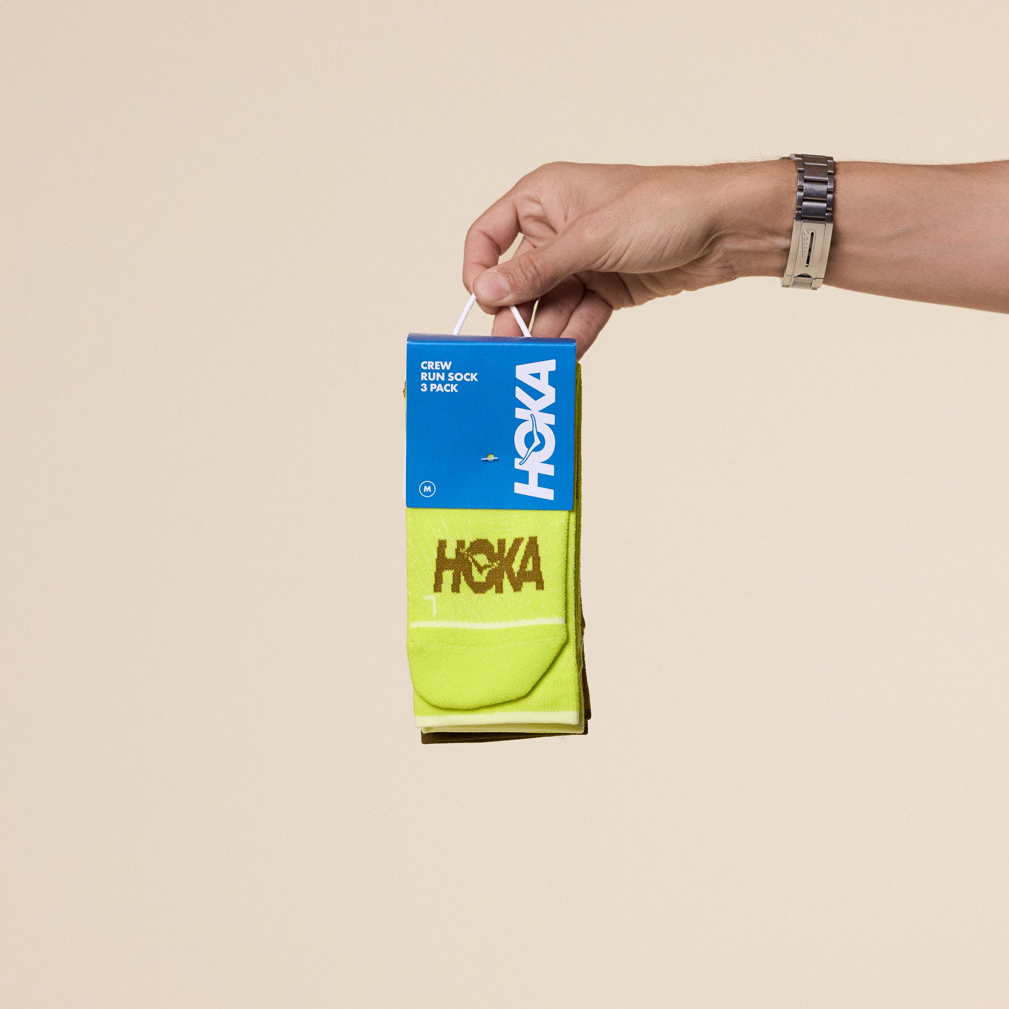 HOKA - Crew Run Sock 3-Pack - Hoka Citrus / Pomelo Yellow / Mustard Seed
