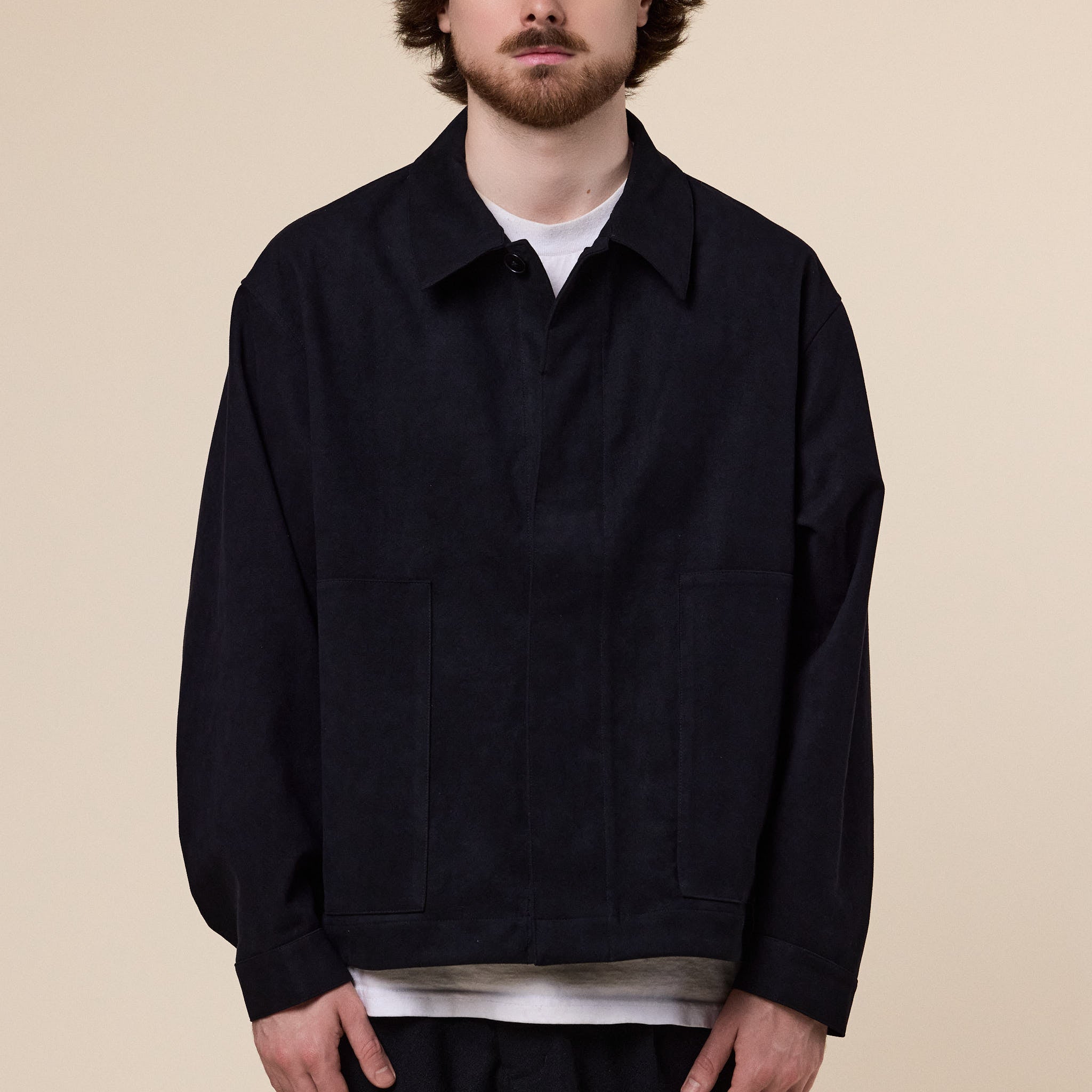 Still by Hand - Synthetic Leather Short Blouson - Ink Black