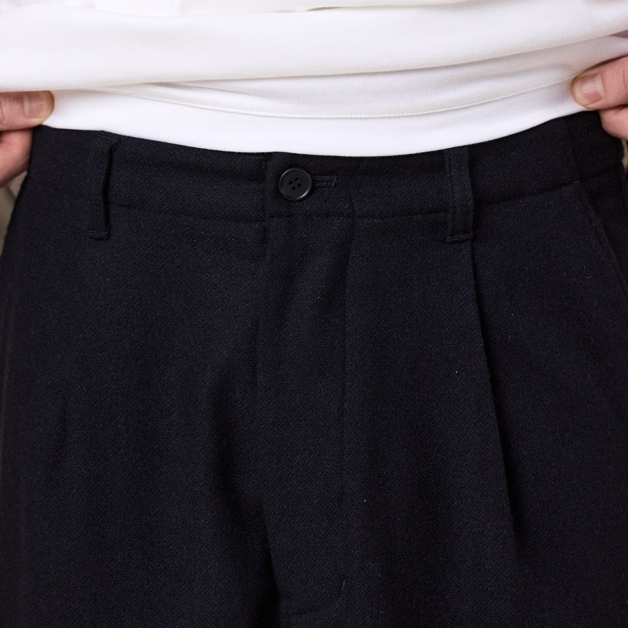 Still by Hand - Wool Wide Pants - Black