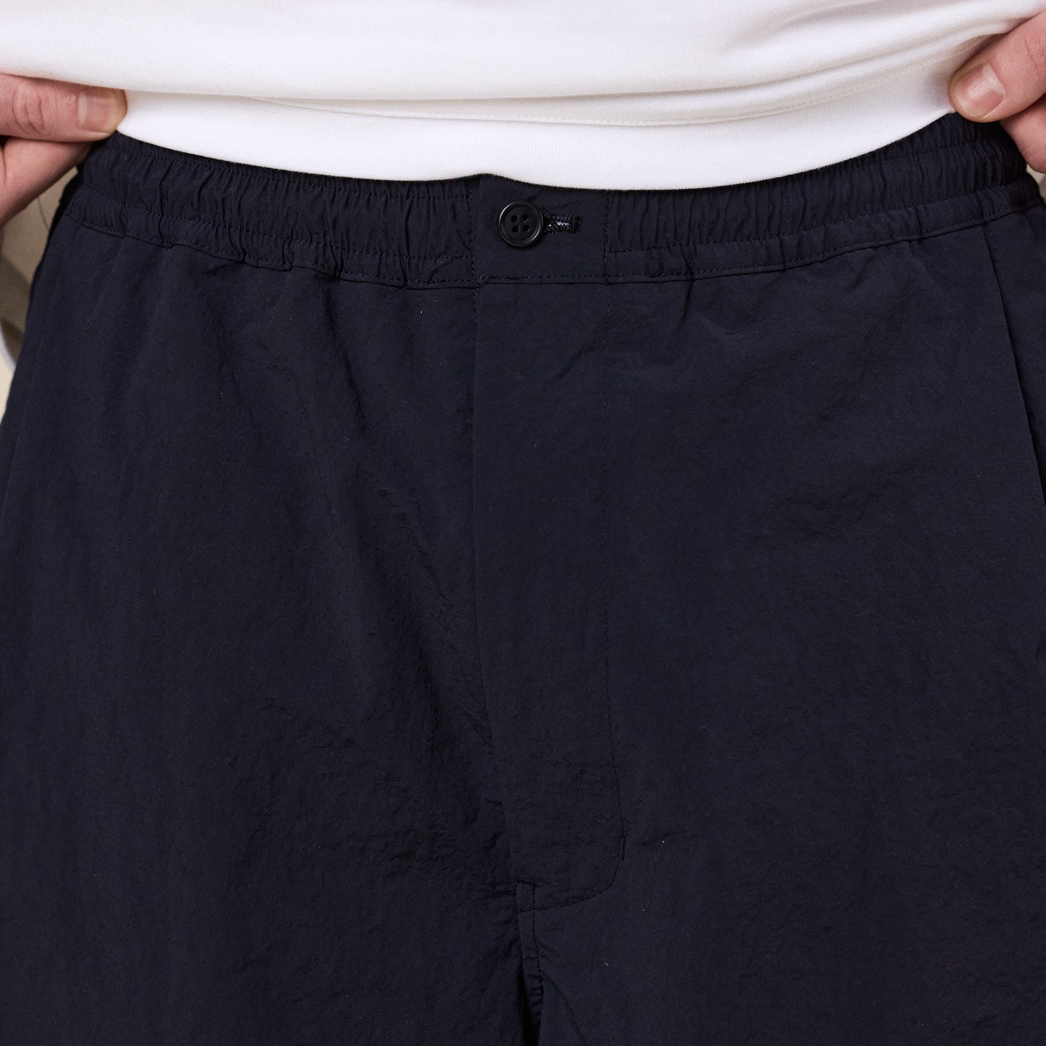 Still by Hand - Crispy knee tuck wide pants - Black