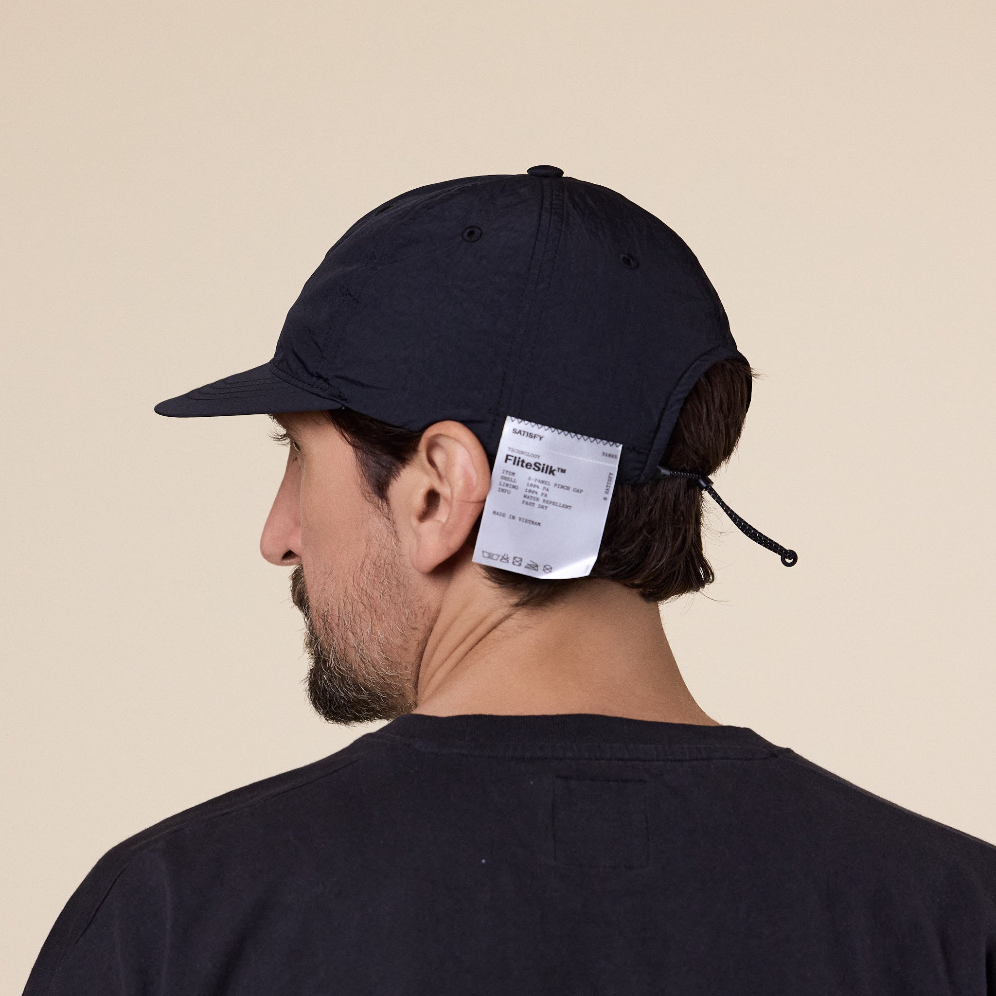 Satisfy Running - FliteSilk™ Scorpion 5‑Panel Pinch Cap - Black
