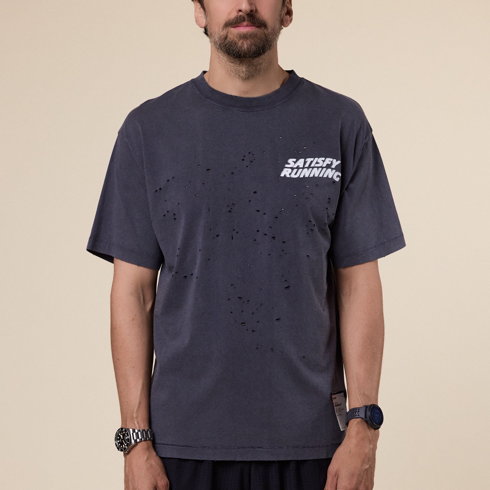 Satisfy Running - MothTech™ T‑Shirt - Aged Black