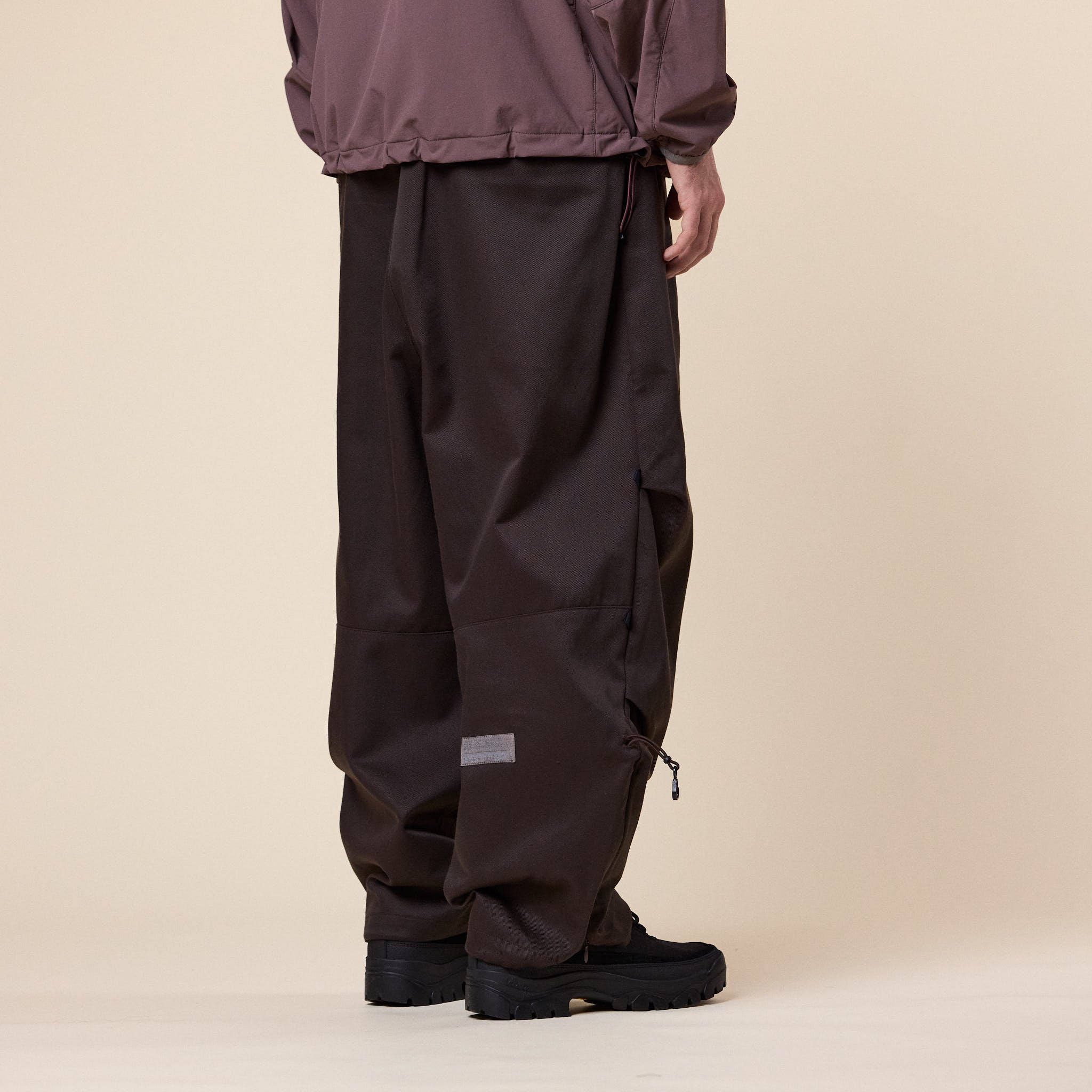 Poliquant - Changing Length Wide Zip Up Tucked Pants - Dark Brown