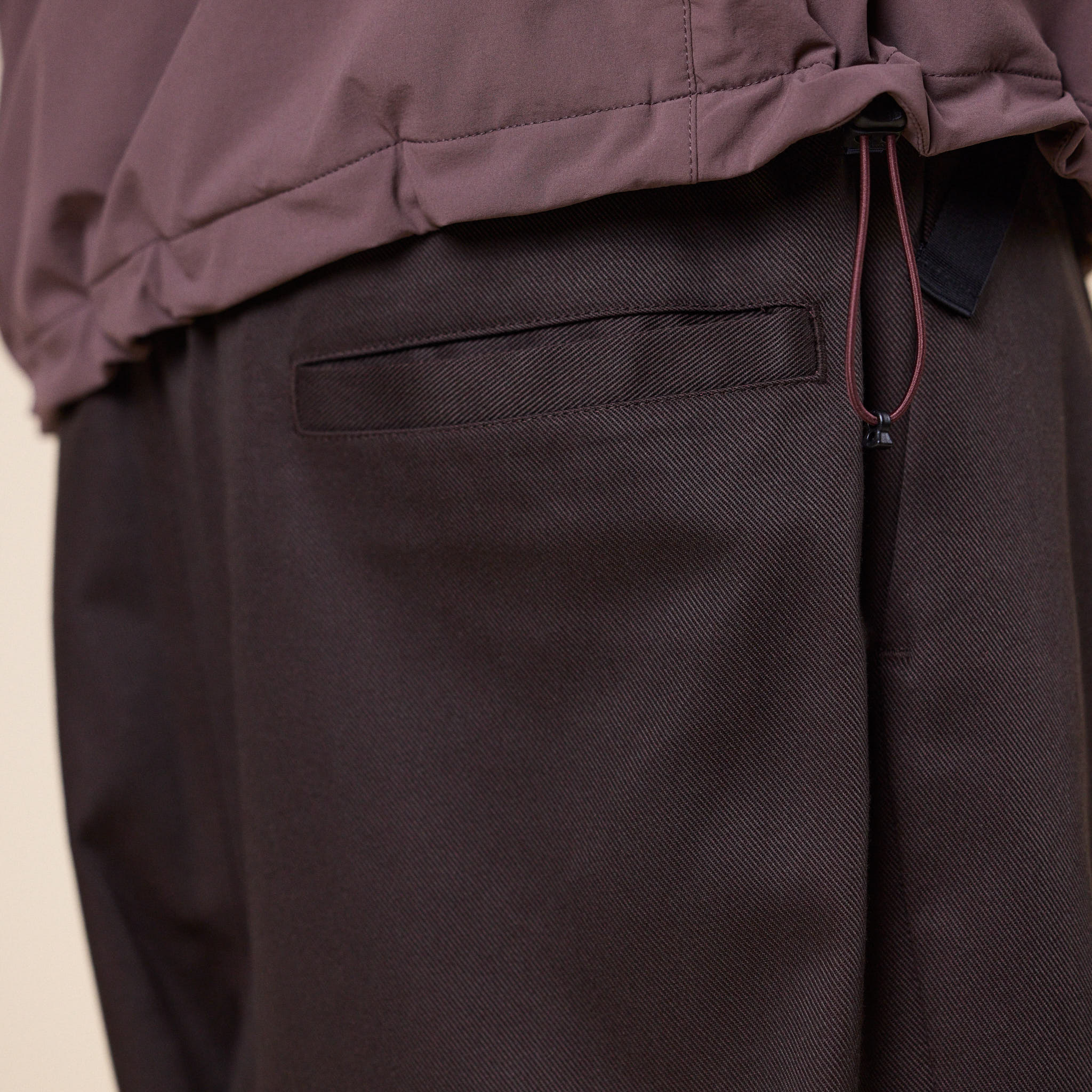 Poliquant - Changing Length Wide Zip Up Tucked Pants - Dark Brown
