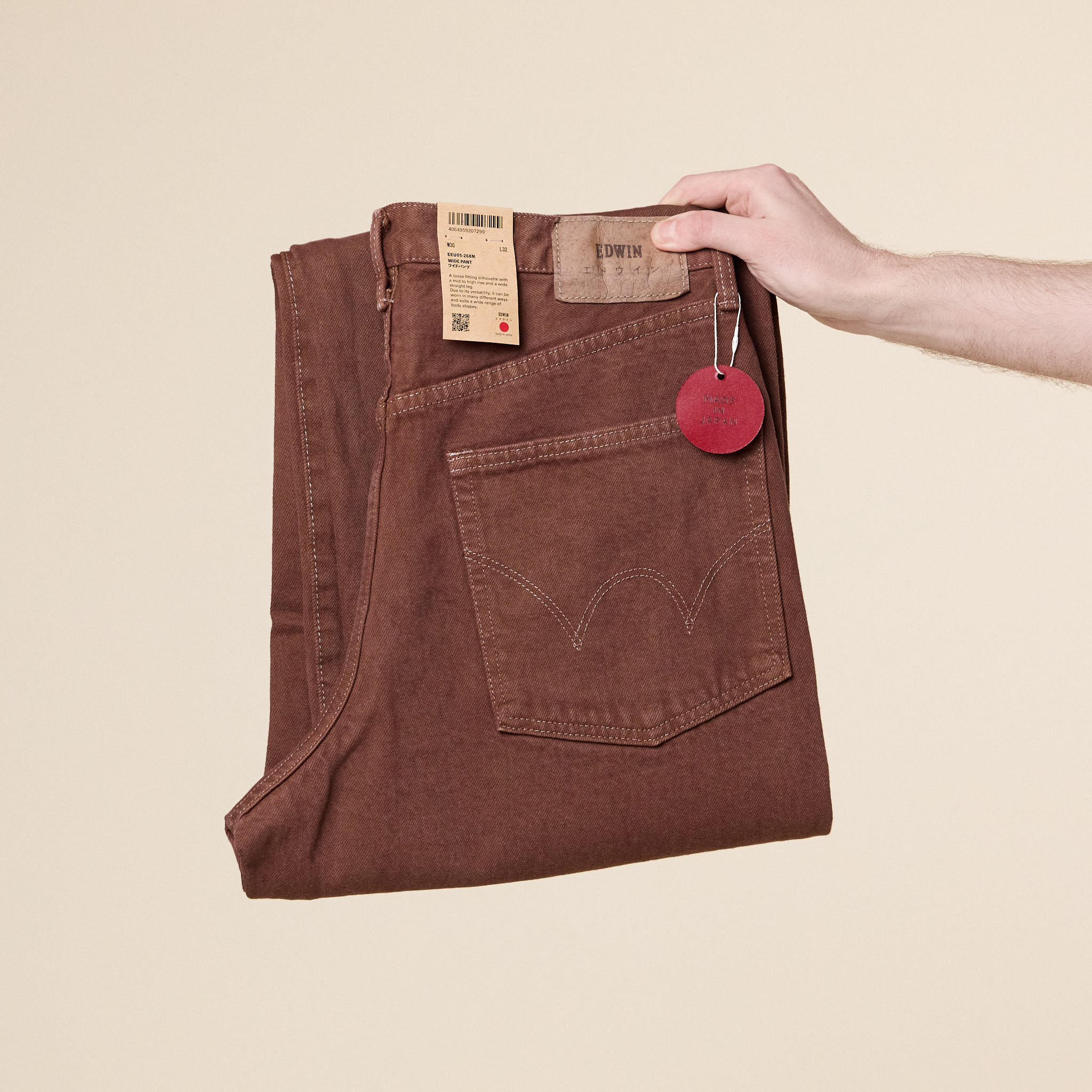 Edwin - Wide Pant (14oz Kurabo Natural Red Selvage) - Brown Overdyed