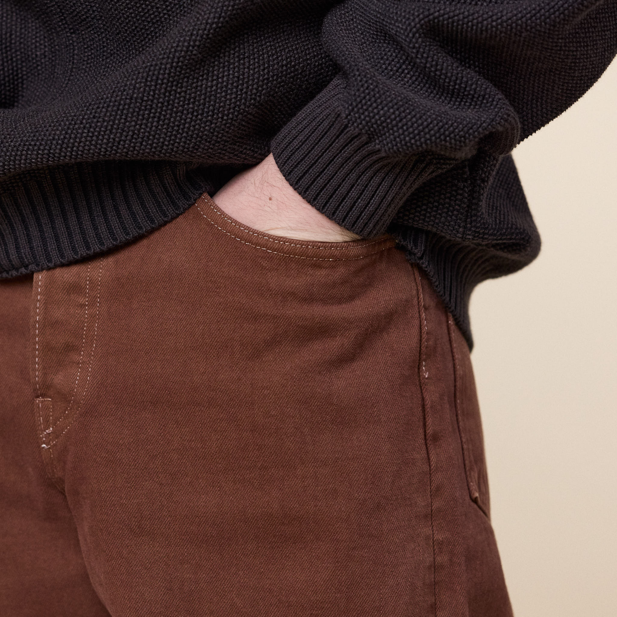 Edwin - Wide Pant (14oz Kurabo Natural Red Selvage) - Brown Overdyed