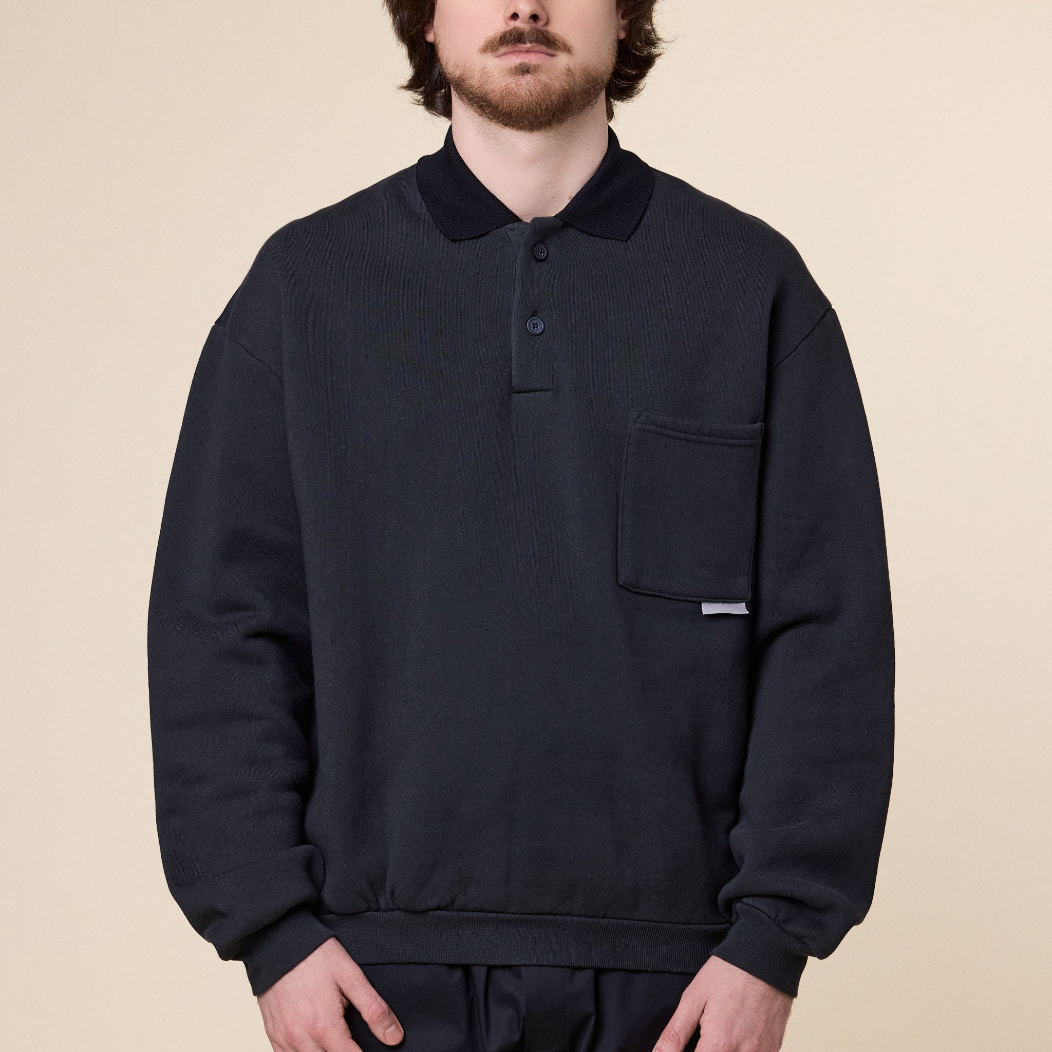 GR10K - Replicated Polo Sweatshirt - Phantom Black