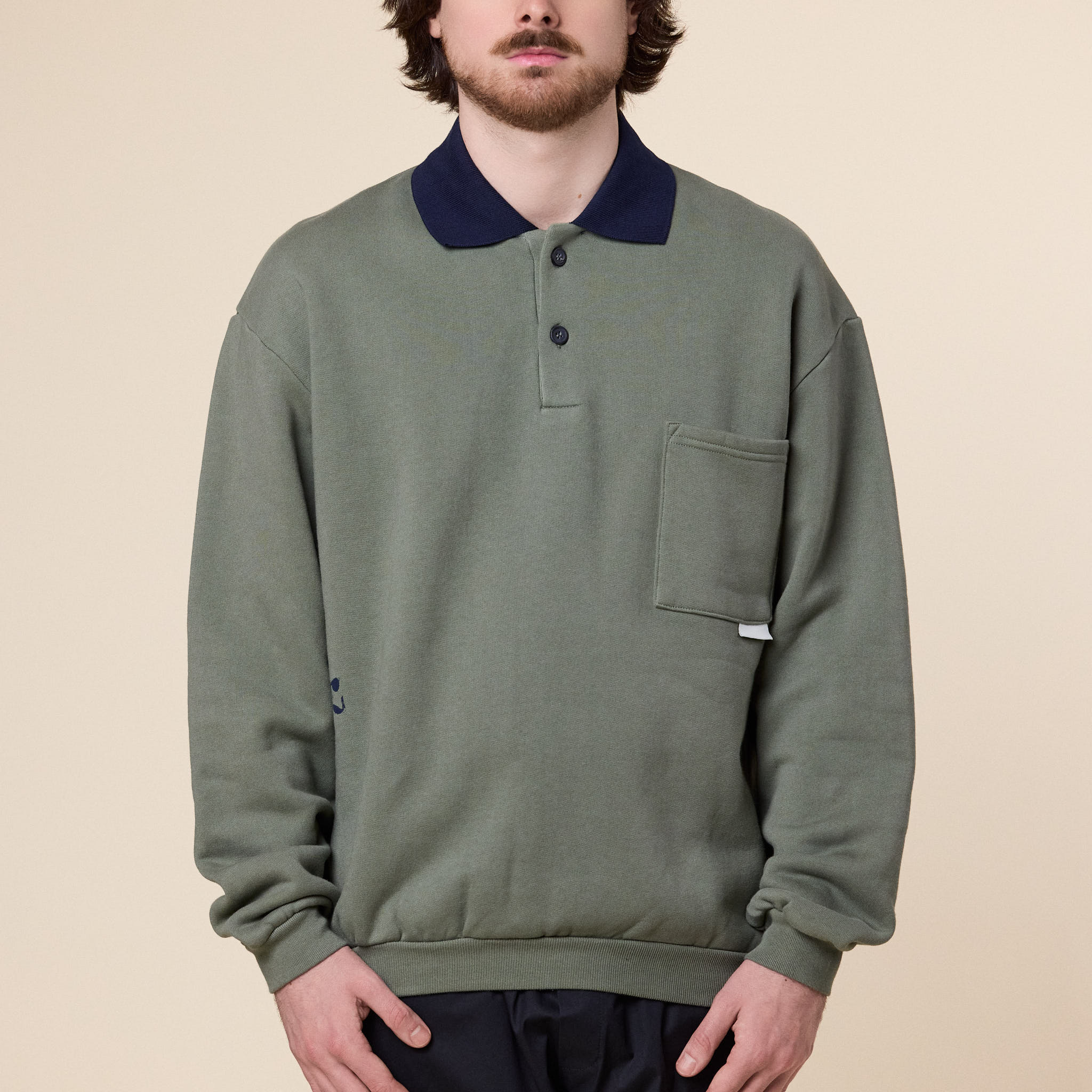 GR10K - Replicated Polo Sweatshirt - Sage Green