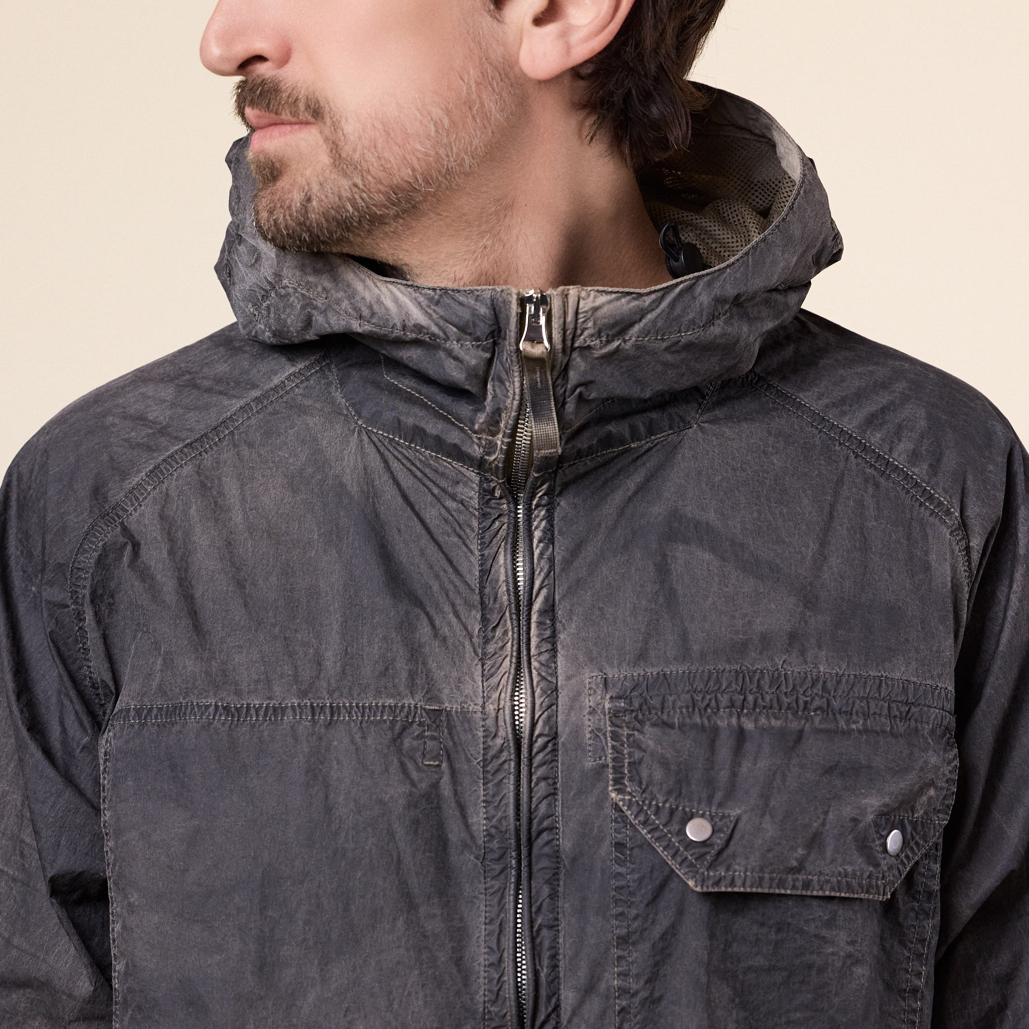 Stone Island - Laser Forest Camo Crinkle Reps-TC Zip-up Overshirt - Biscuit