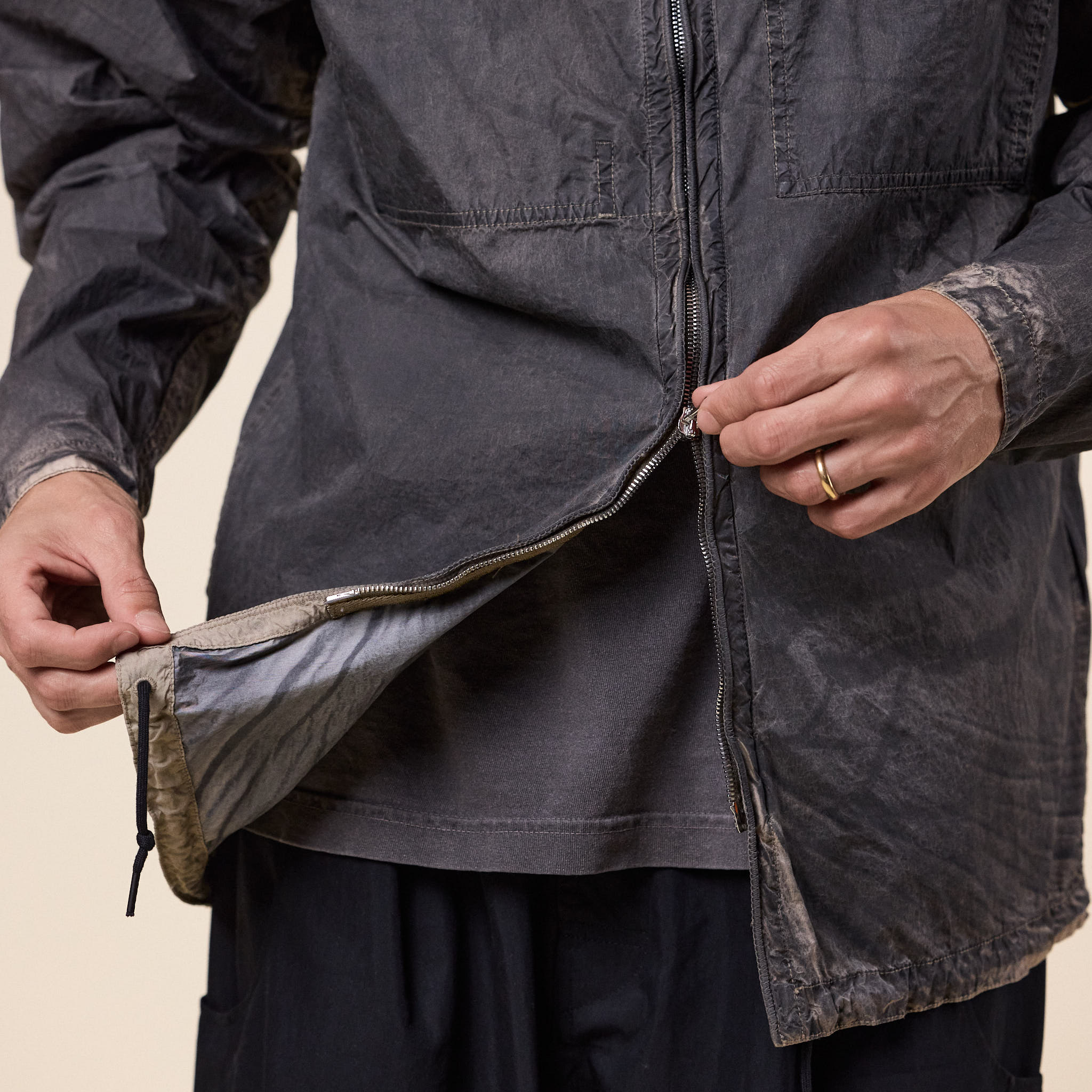 Stone Island - Laser Forest Camo Crinkle Reps-TC Zip-up Overshirt - Biscuit