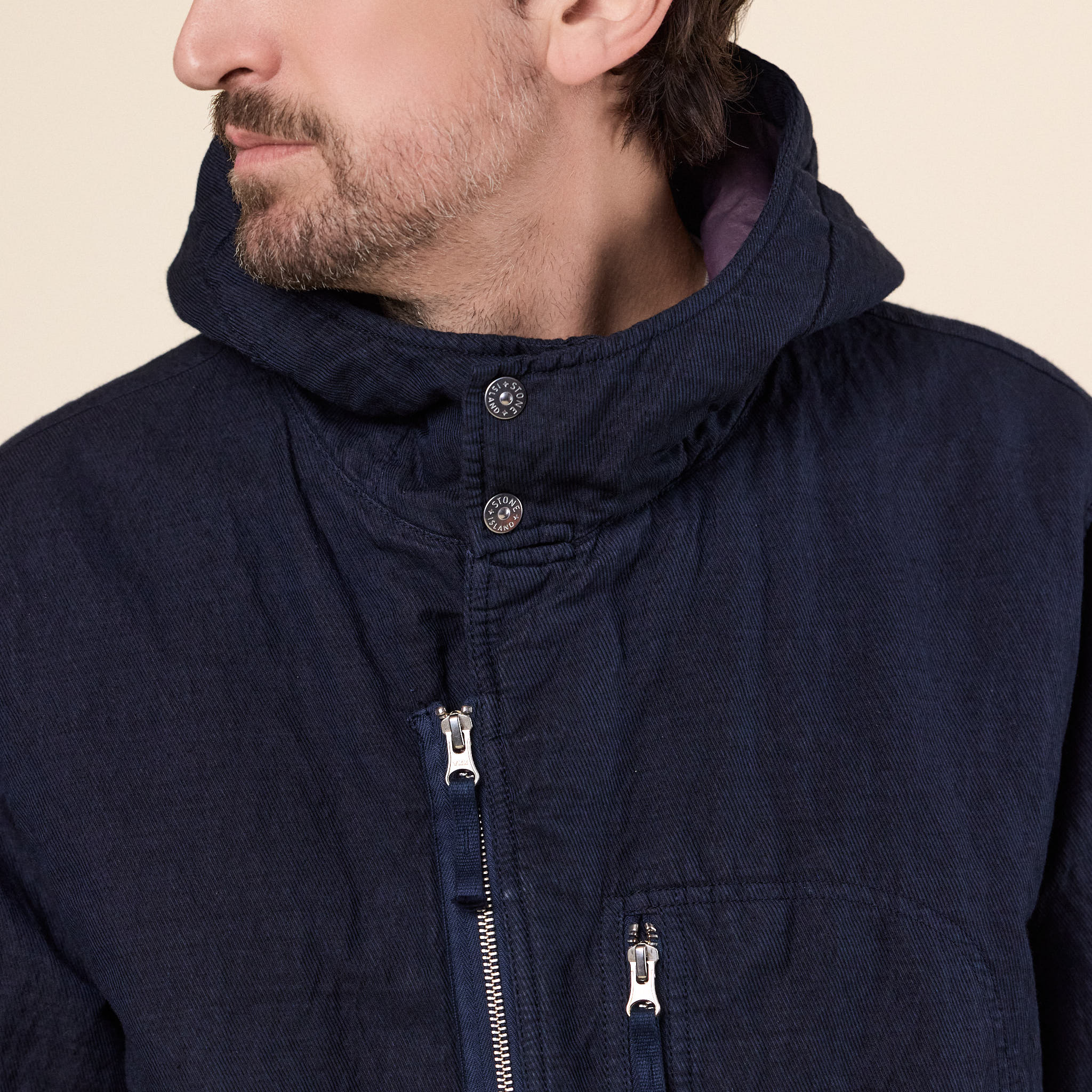 Stone Island - Diagonal Cotton Wool-TC Padded Hooded Jacket - Navy