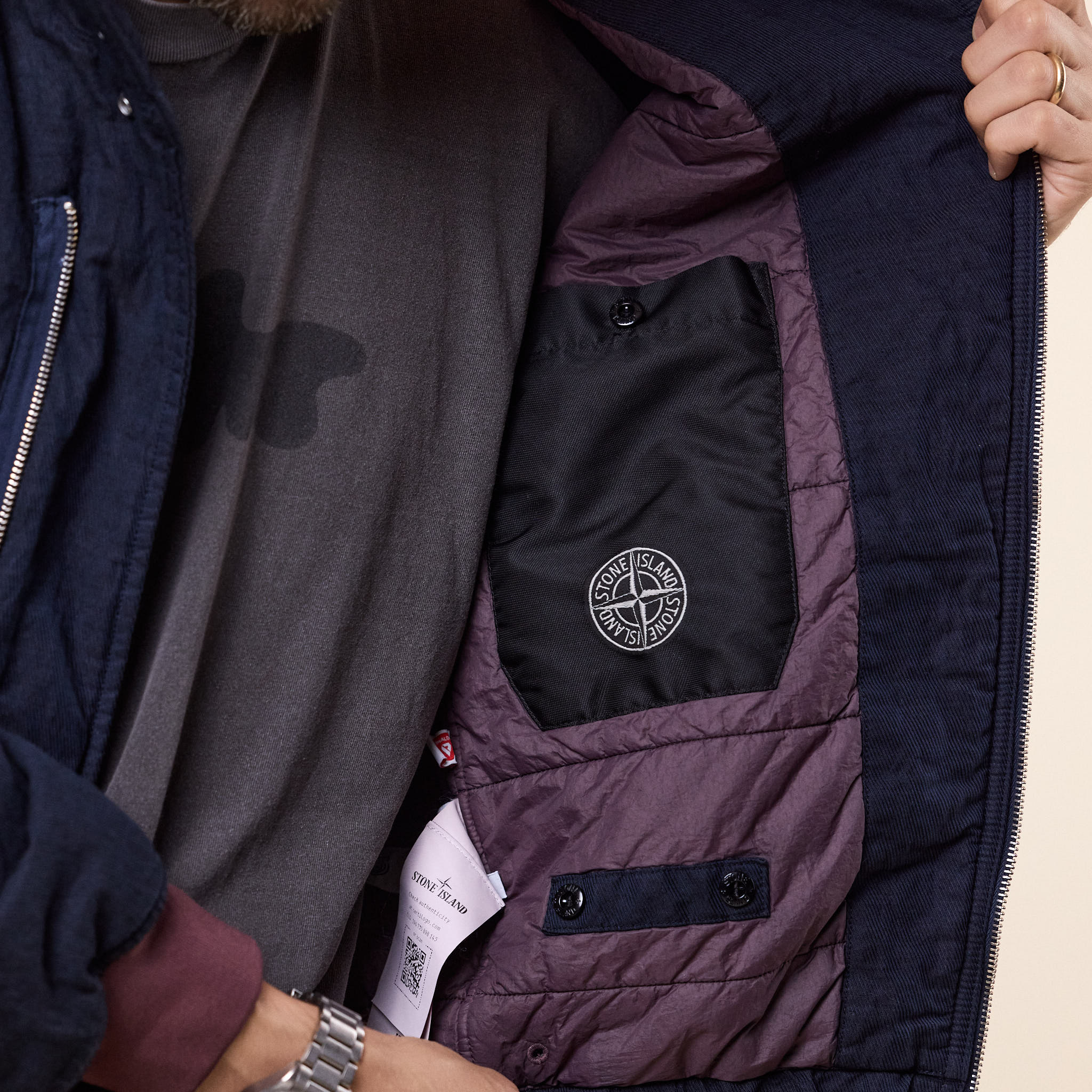 Stone Island - Diagonal Cotton Wool-TC Padded Hooded Jacket - Navy
