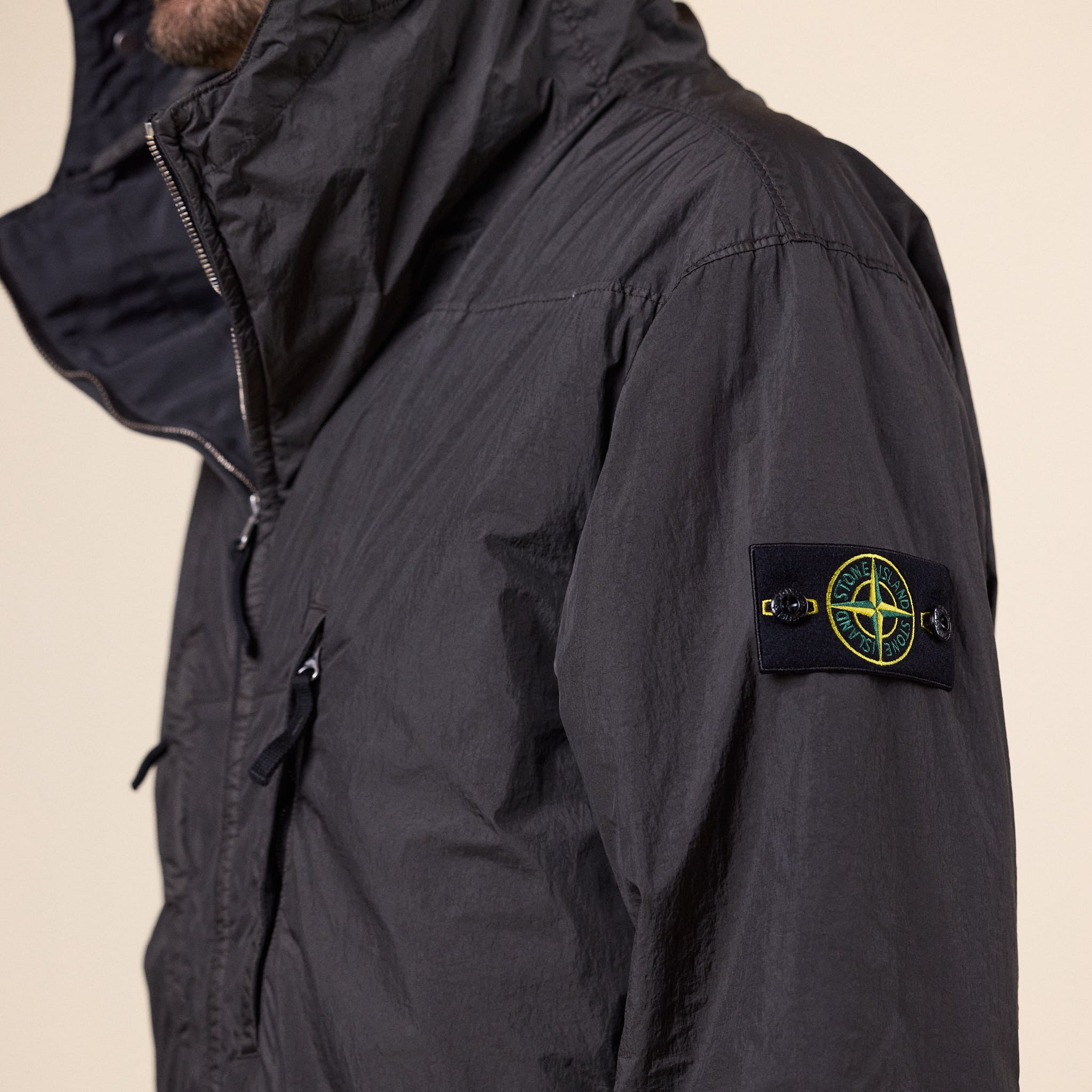 Stone Island - Garment Dyed Crinkle Reps NY No Seasons Hooded Jacket - Lead Grey
