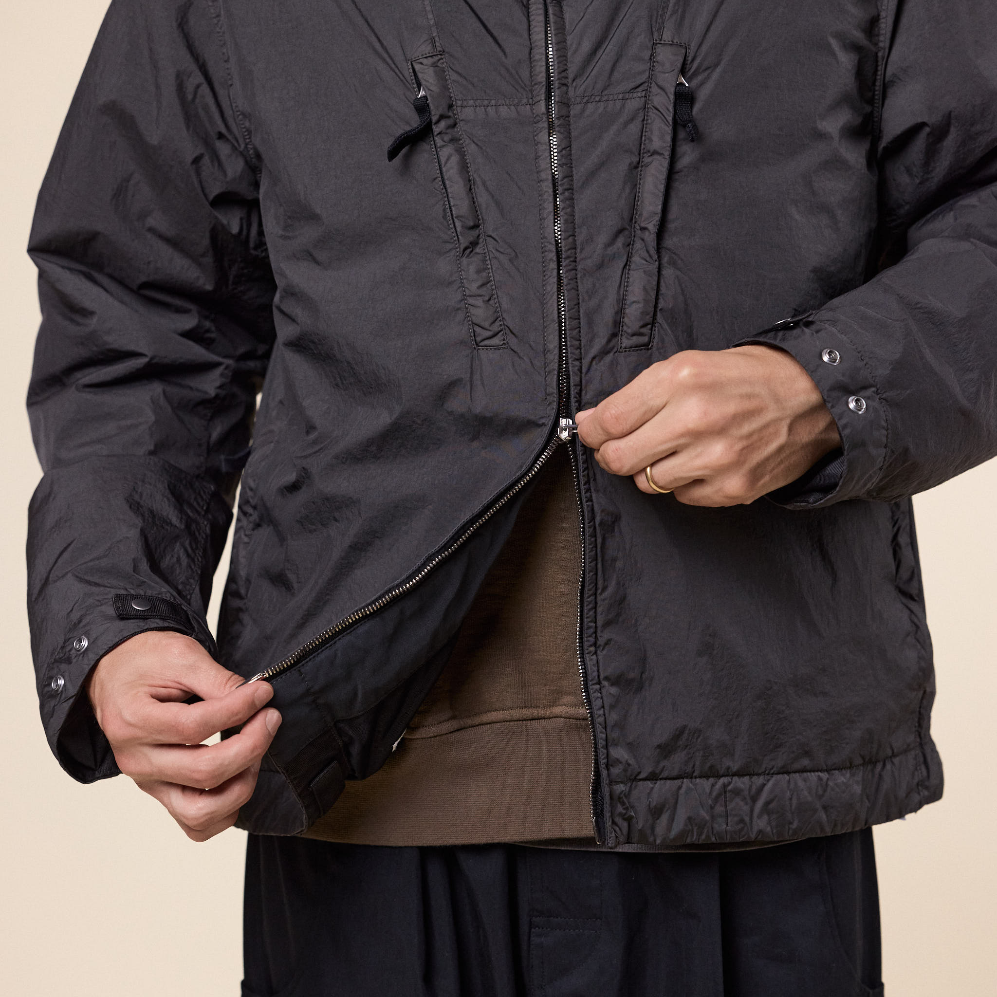 Stone Island - Garment Dyed Crinkle Reps NY No Seasons Hooded Jacket - Lead Grey