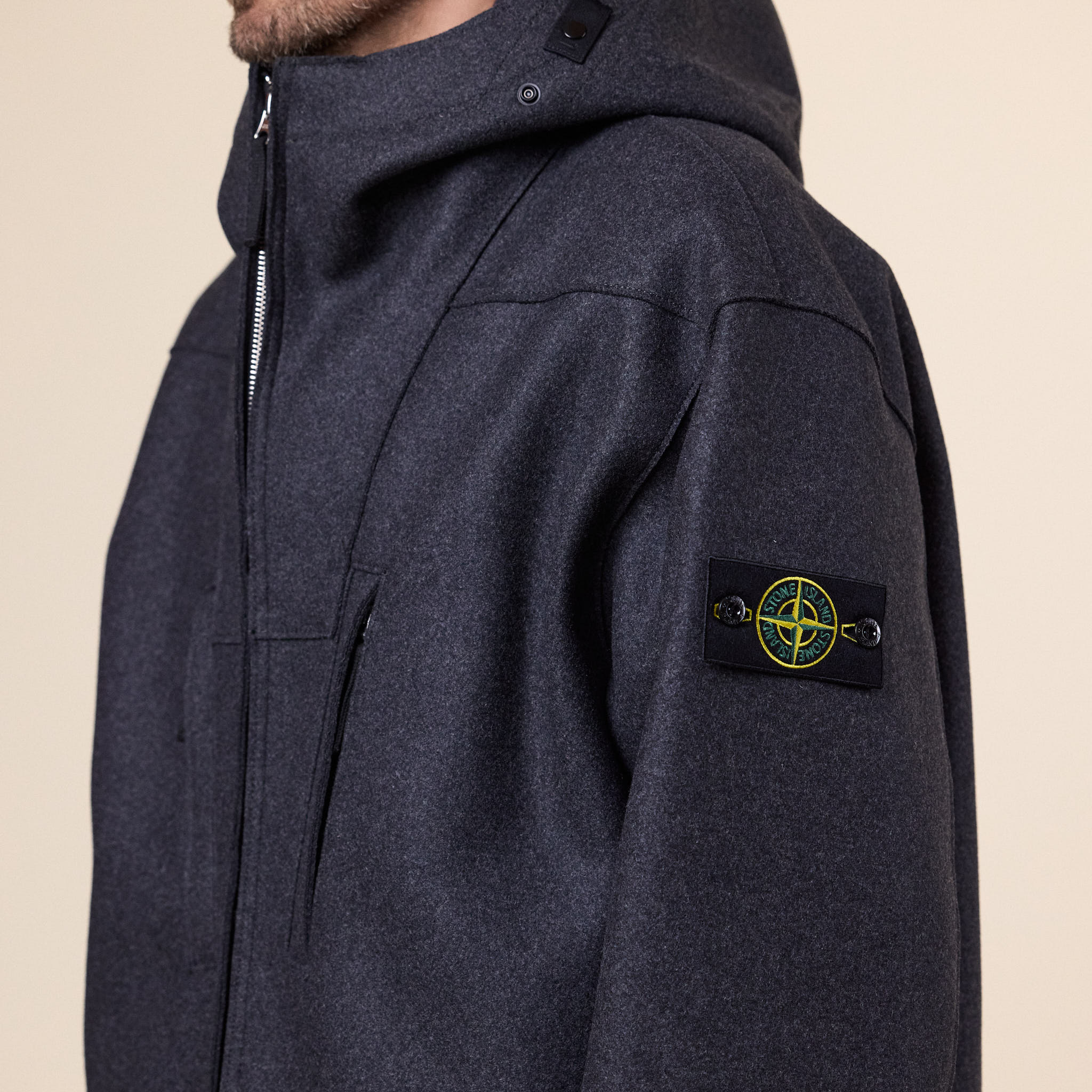 Stone Island - Panno No Seasons Padded Hooded Jacket - Lead Grey
