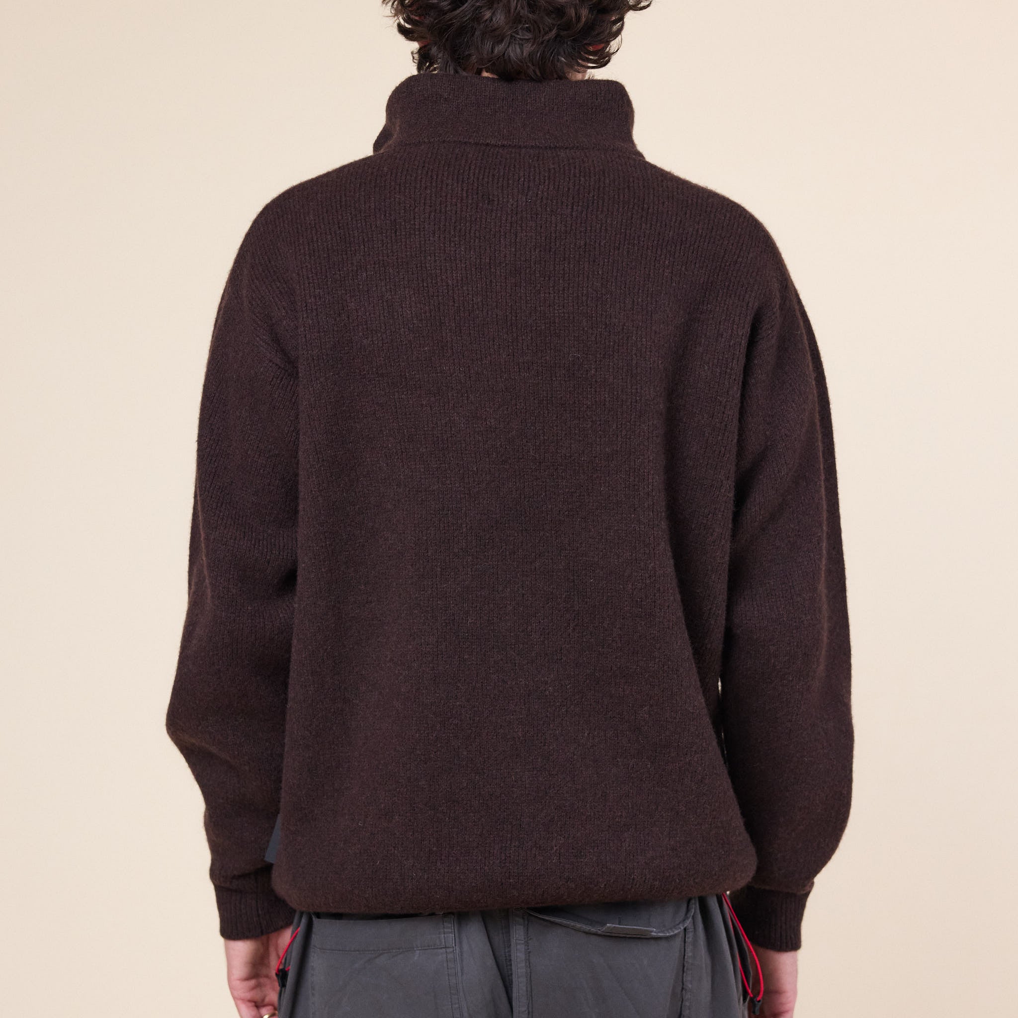 GR10K - Felted High Neck Sweater - Dark Brown