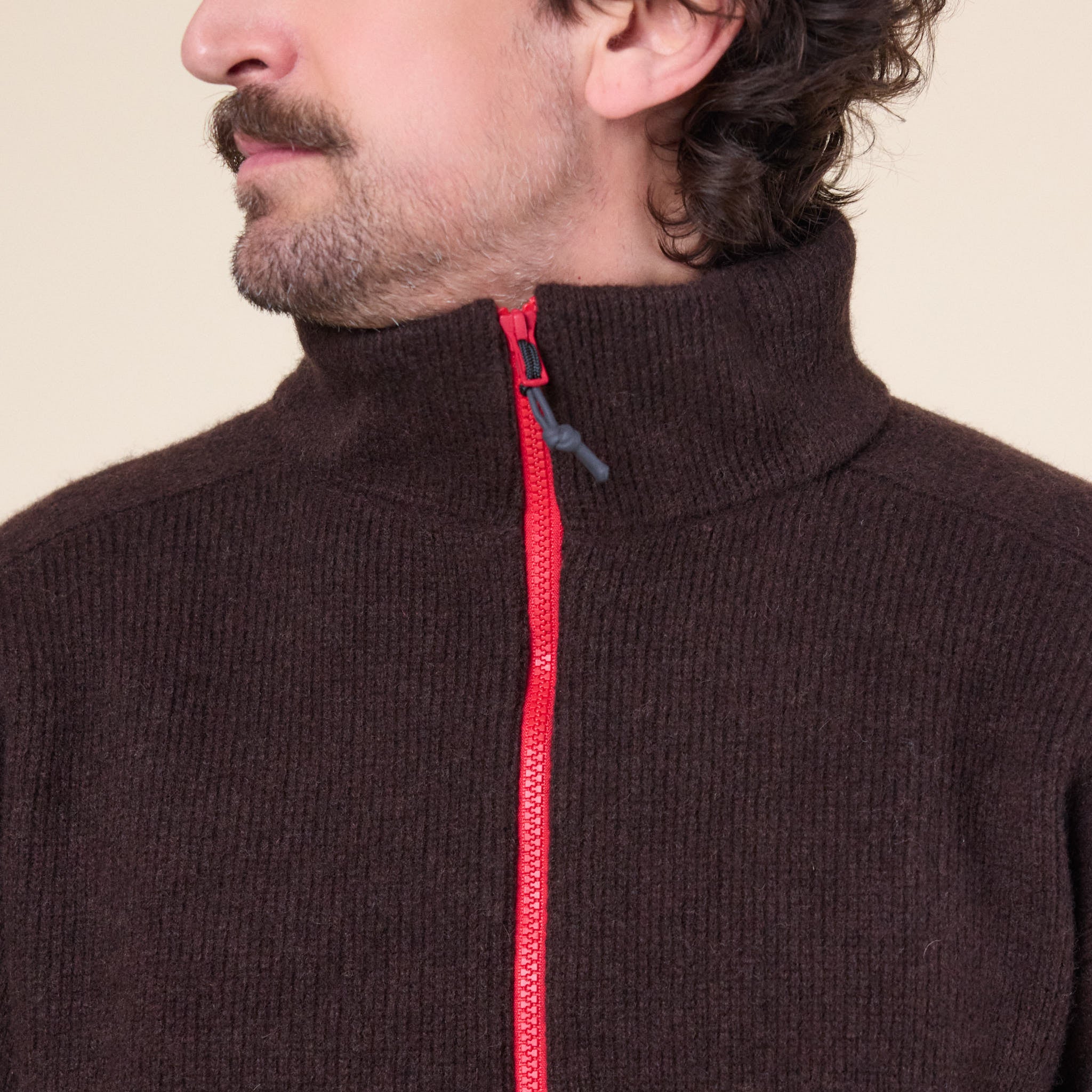 GR10K - Felted High Neck Sweater - Dark Brown