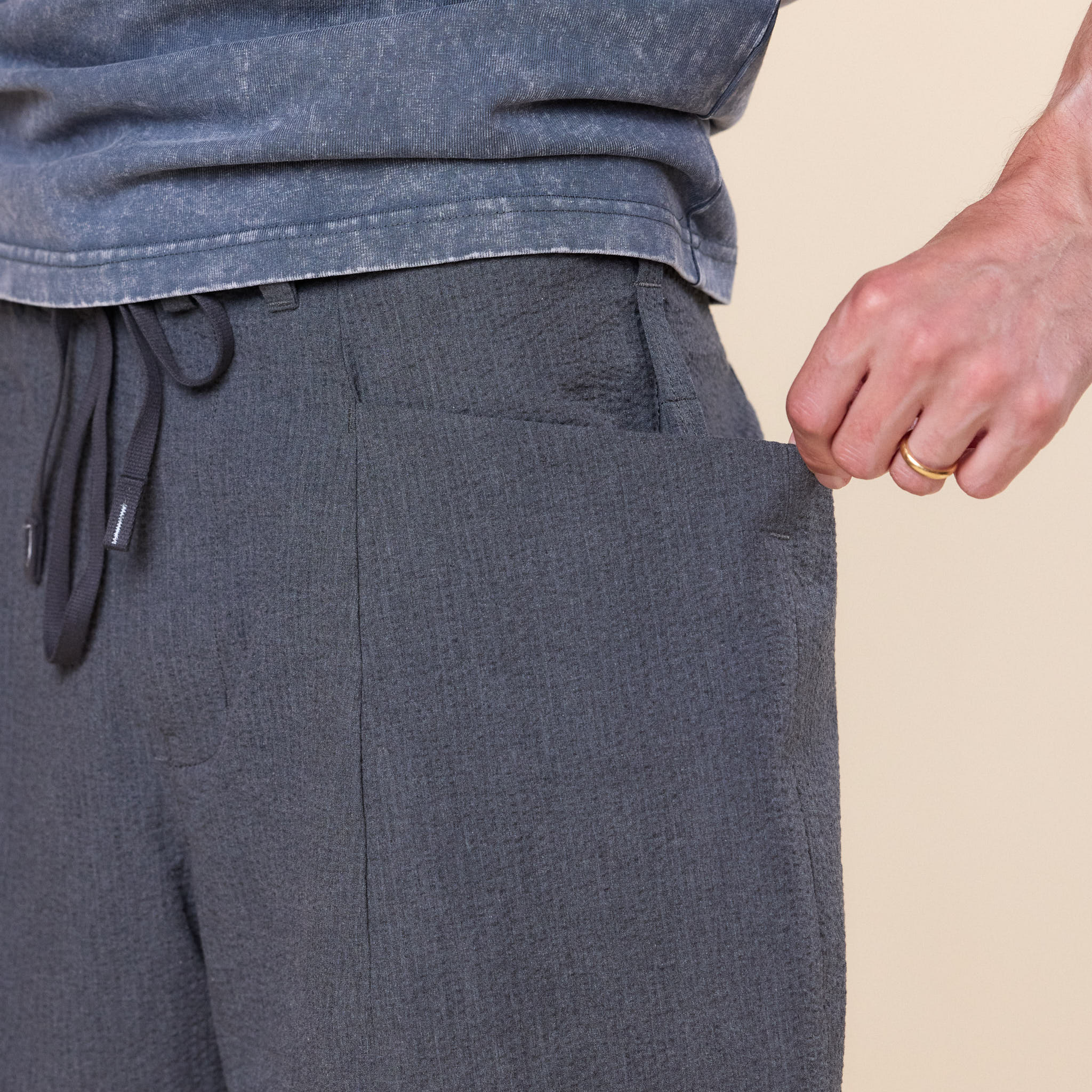 CCP - PS-AB103 - Seersucker Bermuda Shorts - Grey
