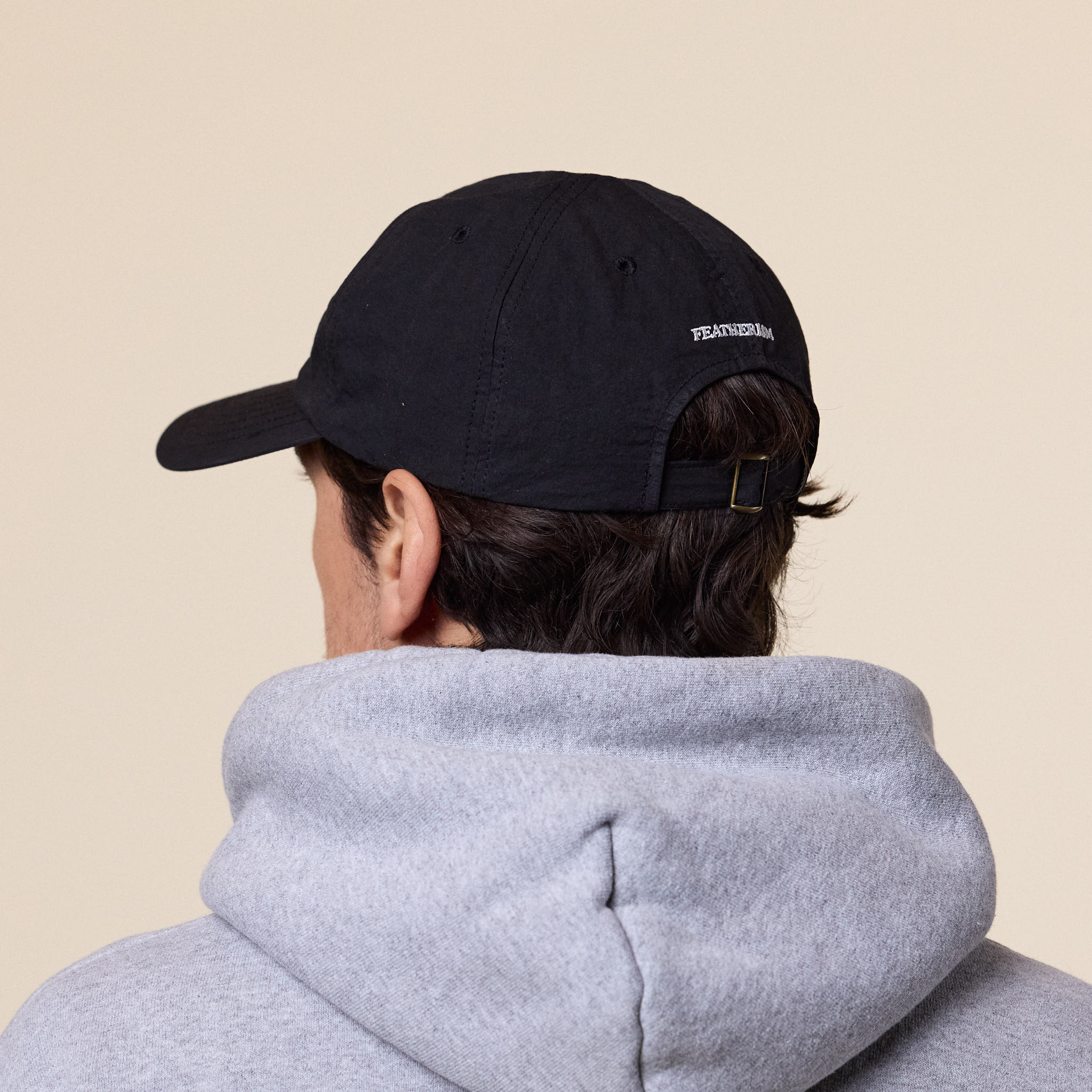 Founded Feather - 6 Panel Strap Back Cap - Black