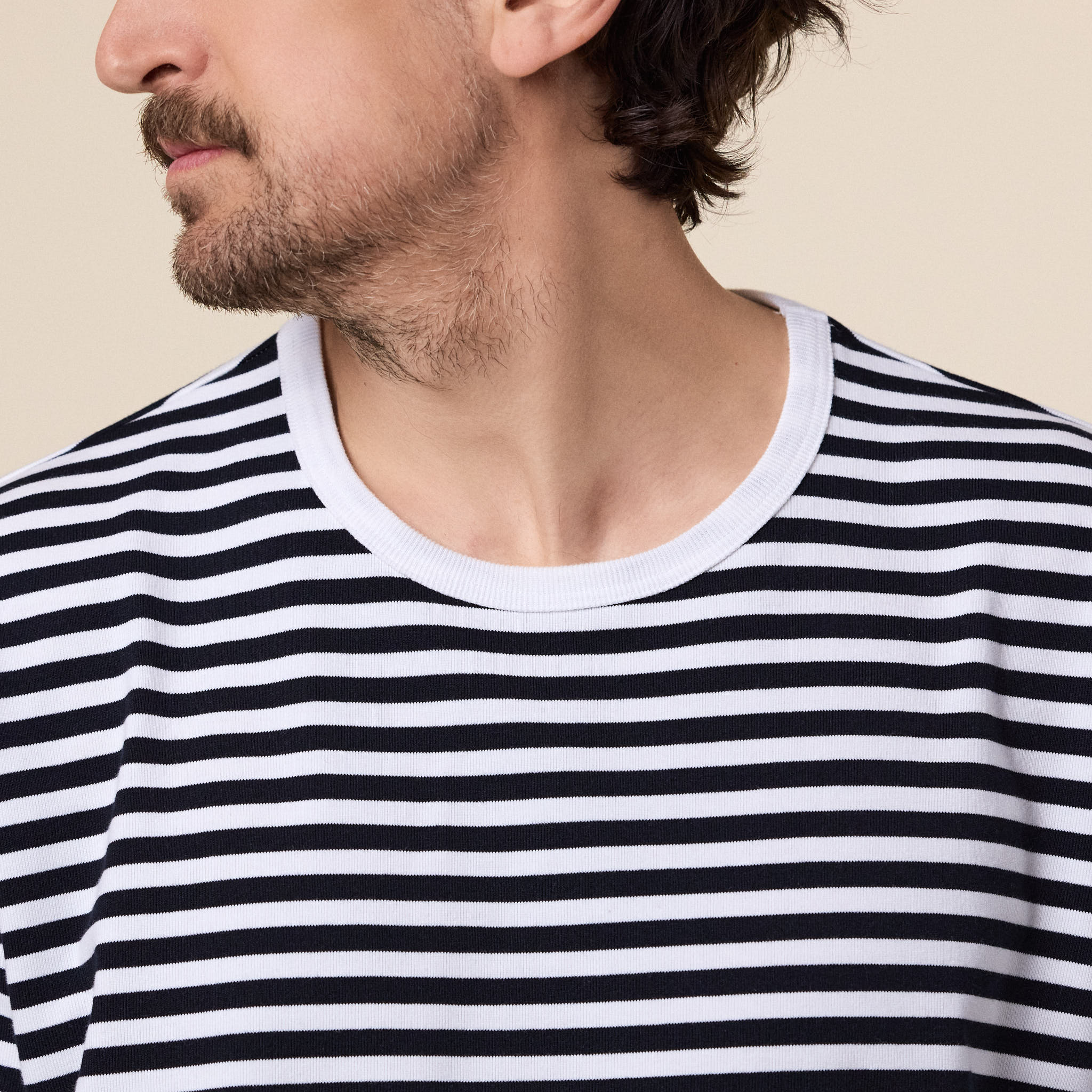 Nanamica - COOLMAX Stripe Jersey Longsleeve Tee - Navy/White