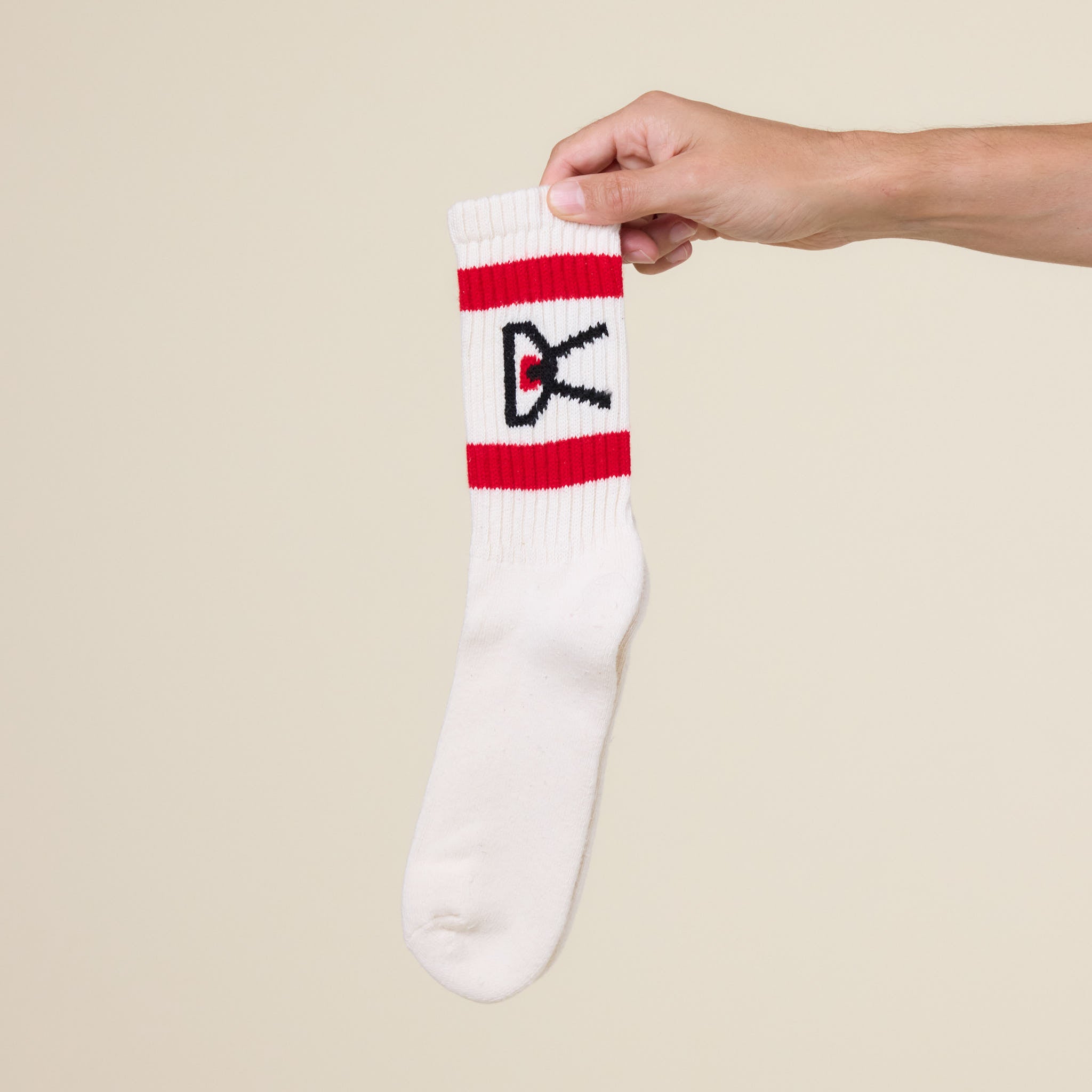 District Vision - USA Cotton Socks 2 Pack - Cream & Red Stripe